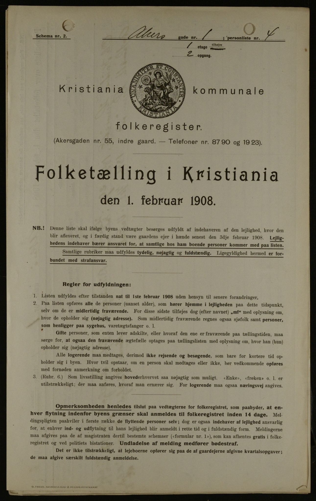 OBA, Kommunal folketelling 1.2.1908 for Kristiania kjøpstad, 1908, s. 316