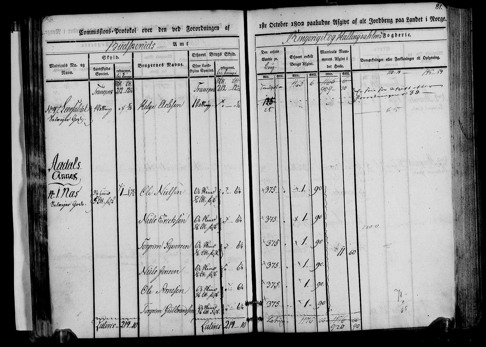 Rentekammeret inntil 1814, Realistisk ordnet avdeling, RA/EA-4070/N/Ne/Nea/L0045: Ringerike og Hallingdal fogderi. Kommisjonsprotokoll for Norderhov prestegjeld, 1803, s. 84