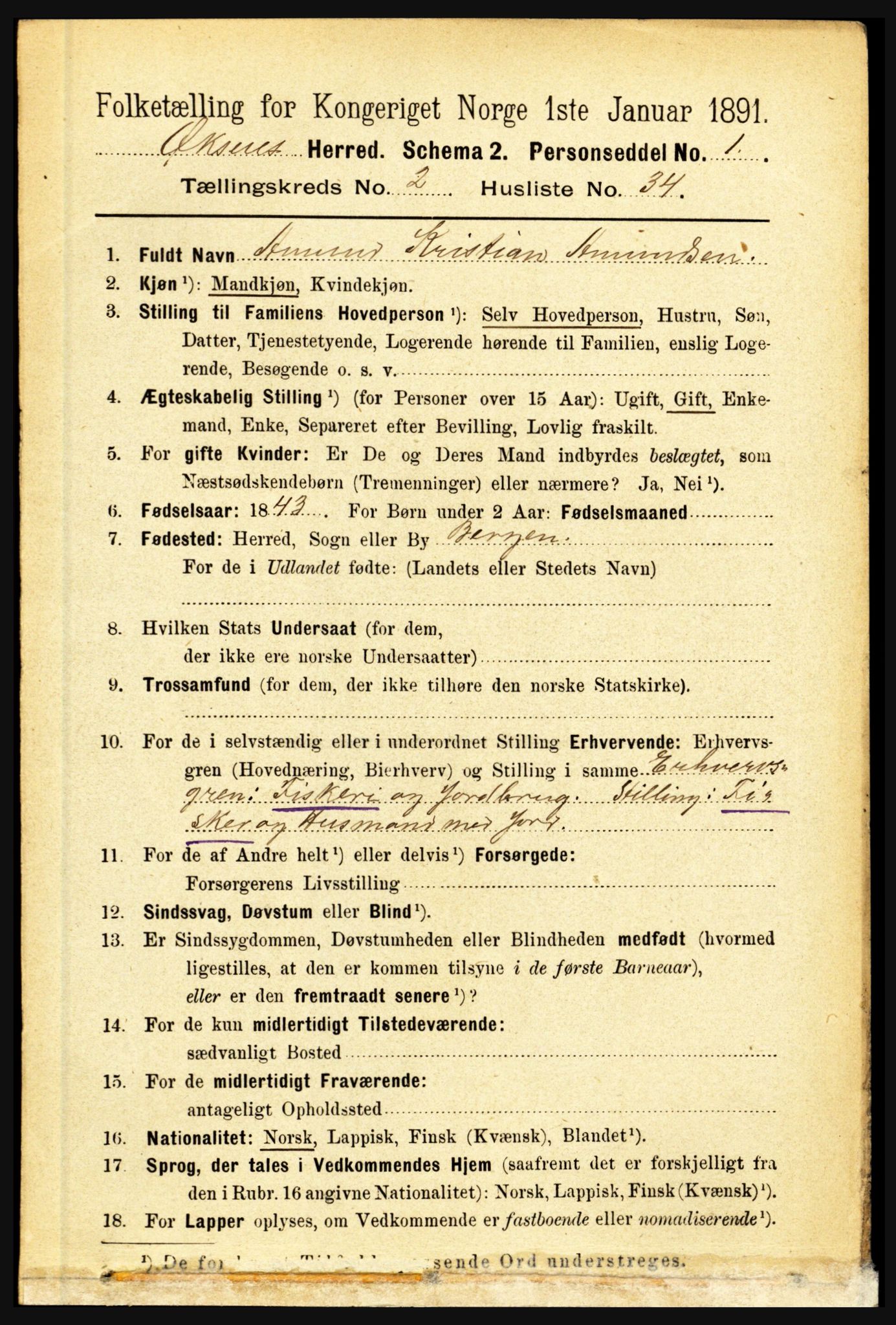 RA, Folketelling 1891 for 1868 Øksnes herred, 1891, s. 928