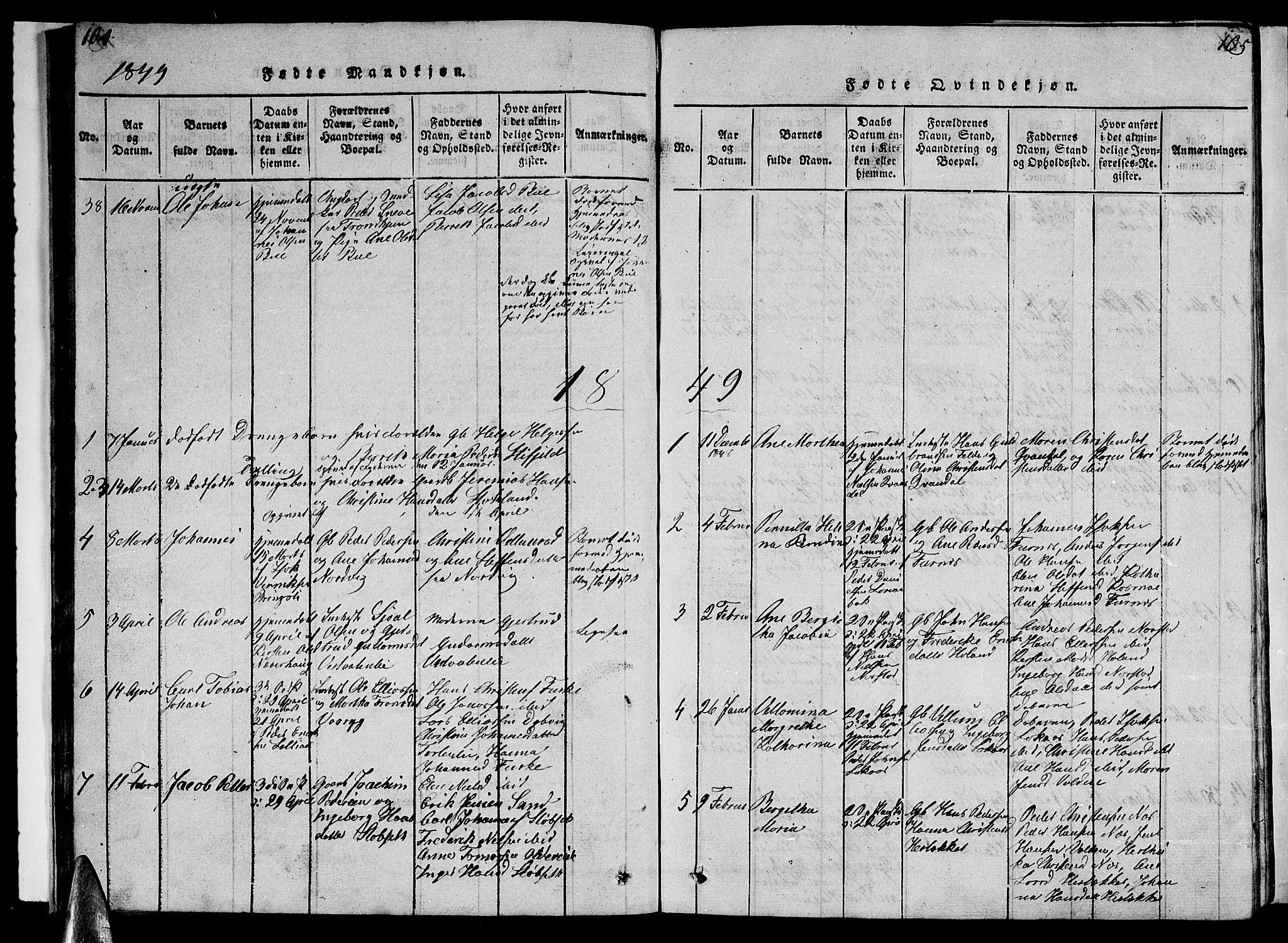 Ministerialprotokoller, klokkerbøker og fødselsregistre - Nordland, AV/SAT-A-1459/852/L0752: Klokkerbok nr. 852C03, 1840-1855, s. 104-105