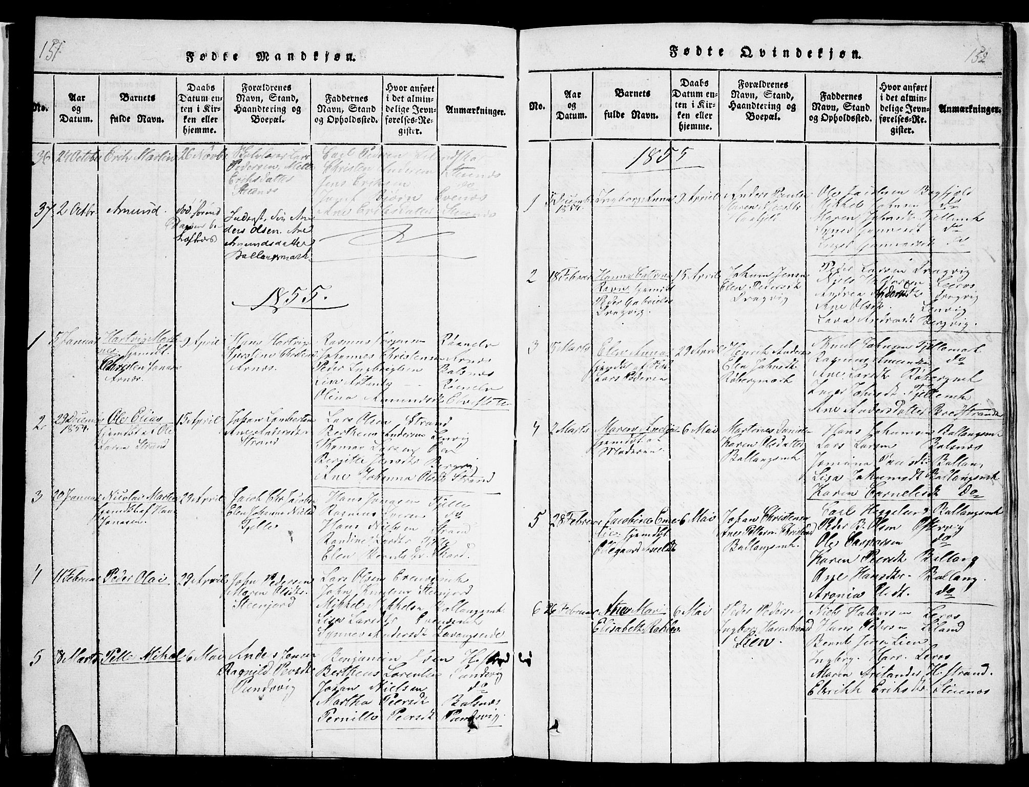 Ministerialprotokoller, klokkerbøker og fødselsregistre - Nordland, AV/SAT-A-1459/863/L0911: Klokkerbok nr. 863C01, 1821-1858, s. 151-152