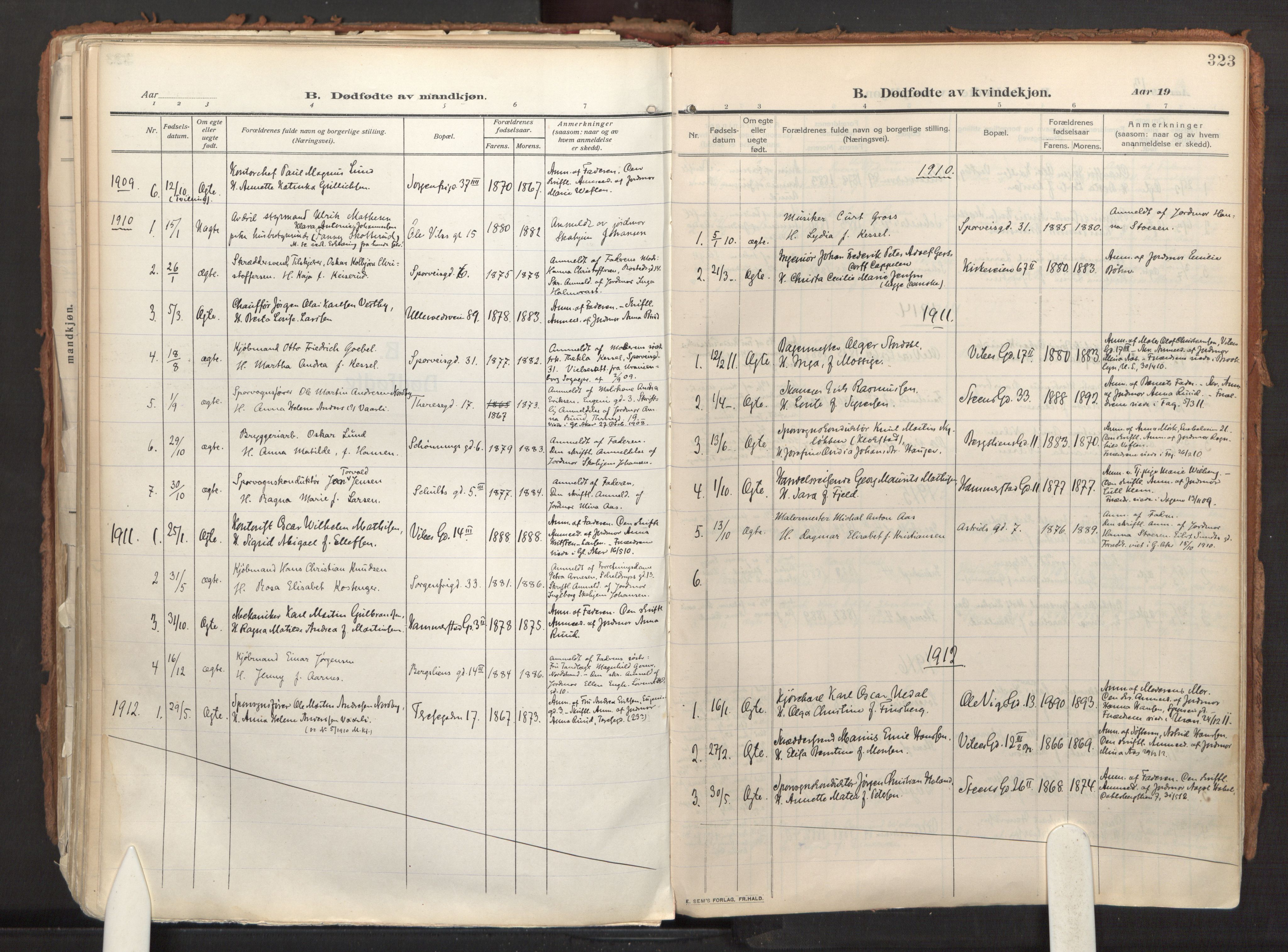 Fagerborg prestekontor Kirkebøker, AV/SAO-A-10844/F/Fa/L0005: Ministerialbok nr. 5, 1909-1935, s. 323