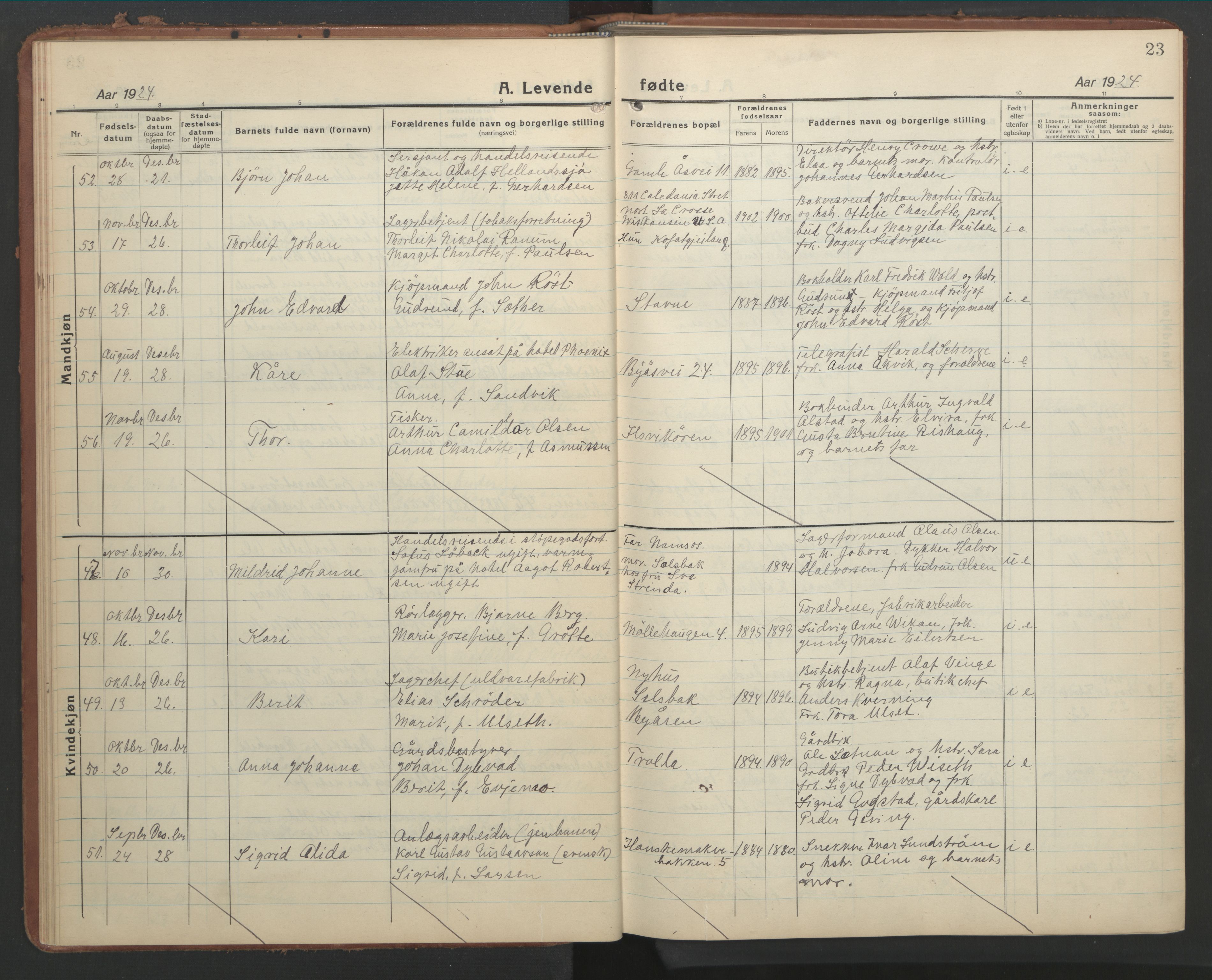 Ministerialprotokoller, klokkerbøker og fødselsregistre - Sør-Trøndelag, AV/SAT-A-1456/603/L0174: Klokkerbok nr. 603C02, 1923-1951, s. 23