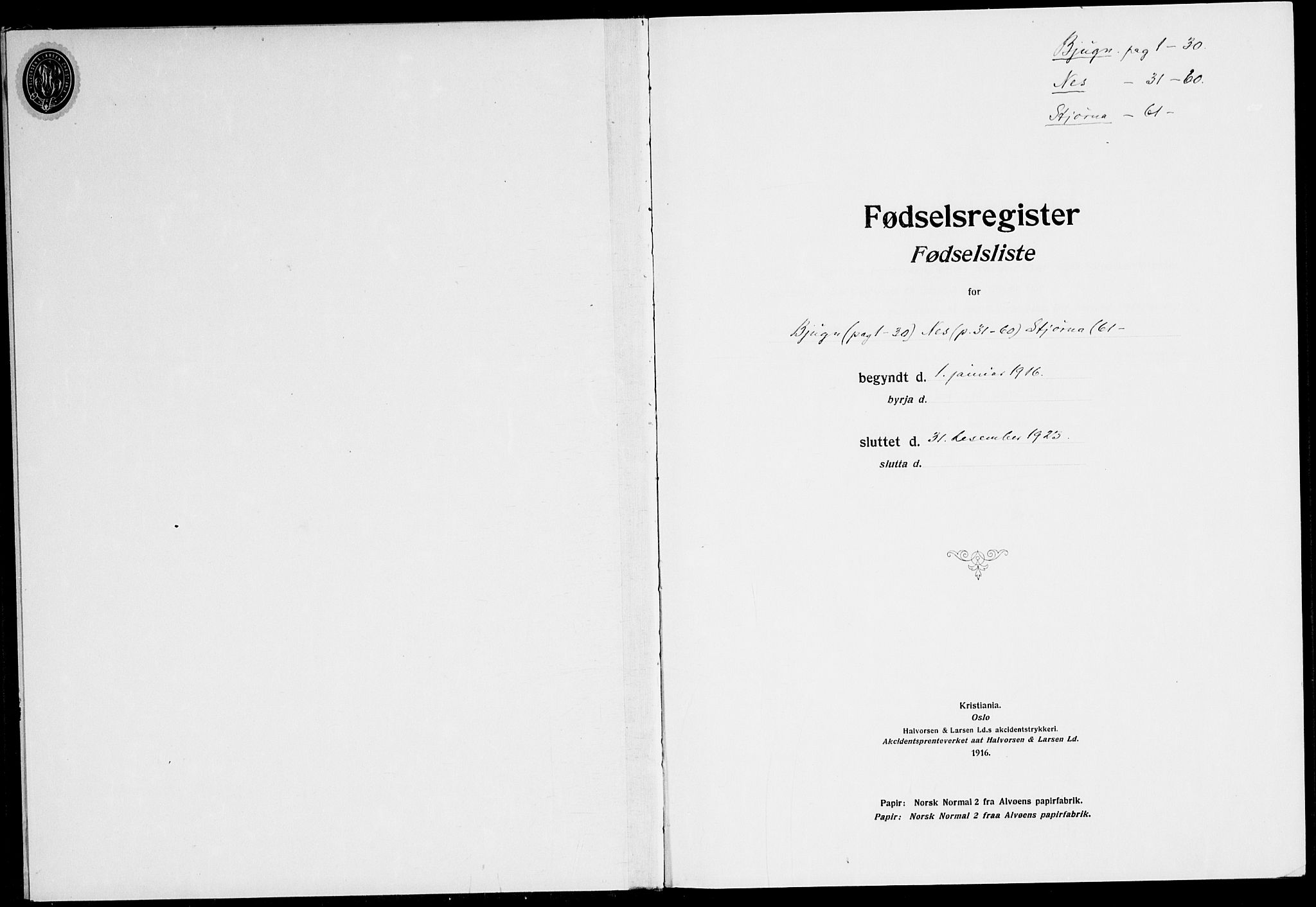 Ministerialprotokoller, klokkerbøker og fødselsregistre - Sør-Trøndelag, SAT/A-1456/651/L0650: Fødselsregister nr. 651.II.4.1, 1916-1923