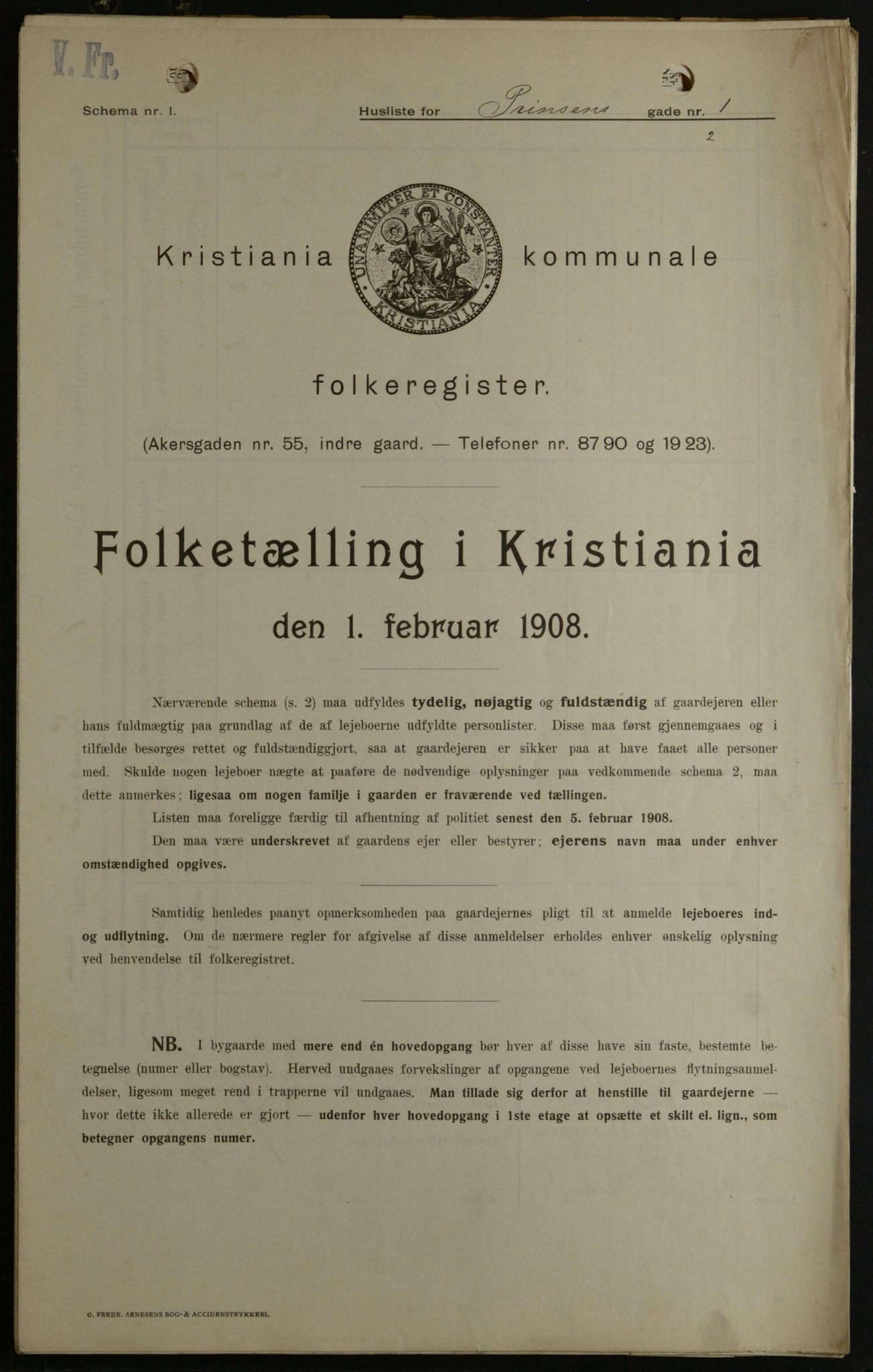 OBA, Kommunal folketelling 1.2.1908 for Kristiania kjøpstad, 1908, s. 72804