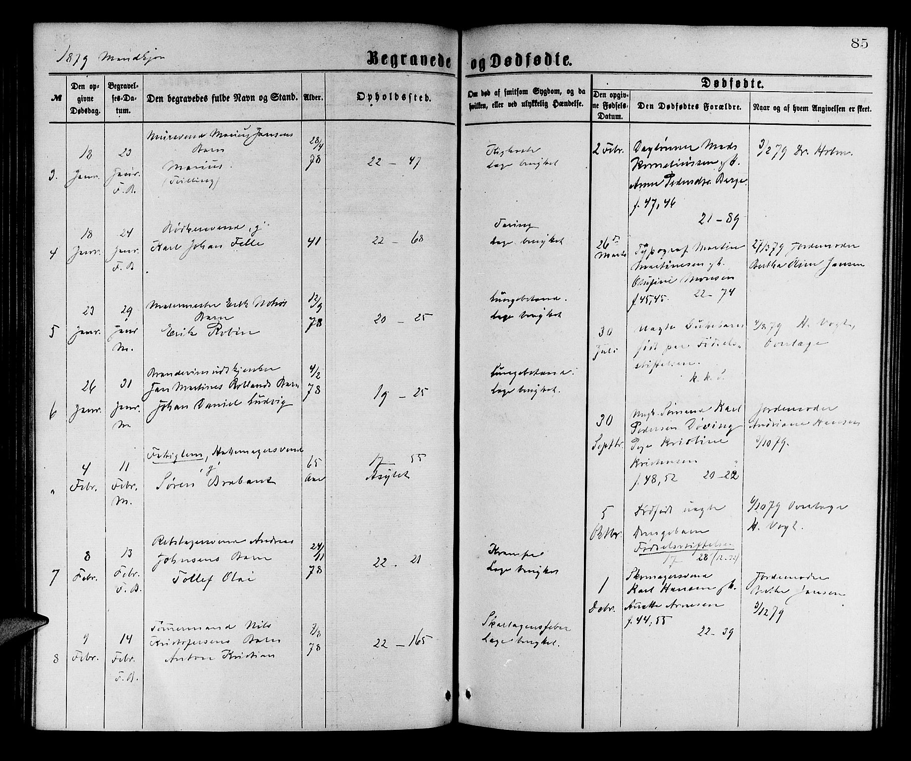 Korskirken sokneprestembete, AV/SAB-A-76101/H/Hab: Klokkerbok nr. E 3, 1871-1883, s. 85