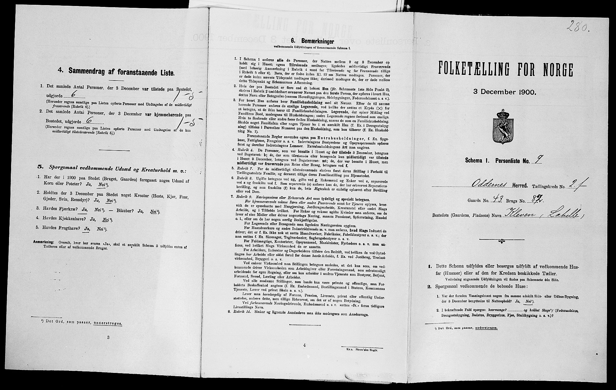 SAK, Folketelling 1900 for 1012 Oddernes herred, 1900, s. 468