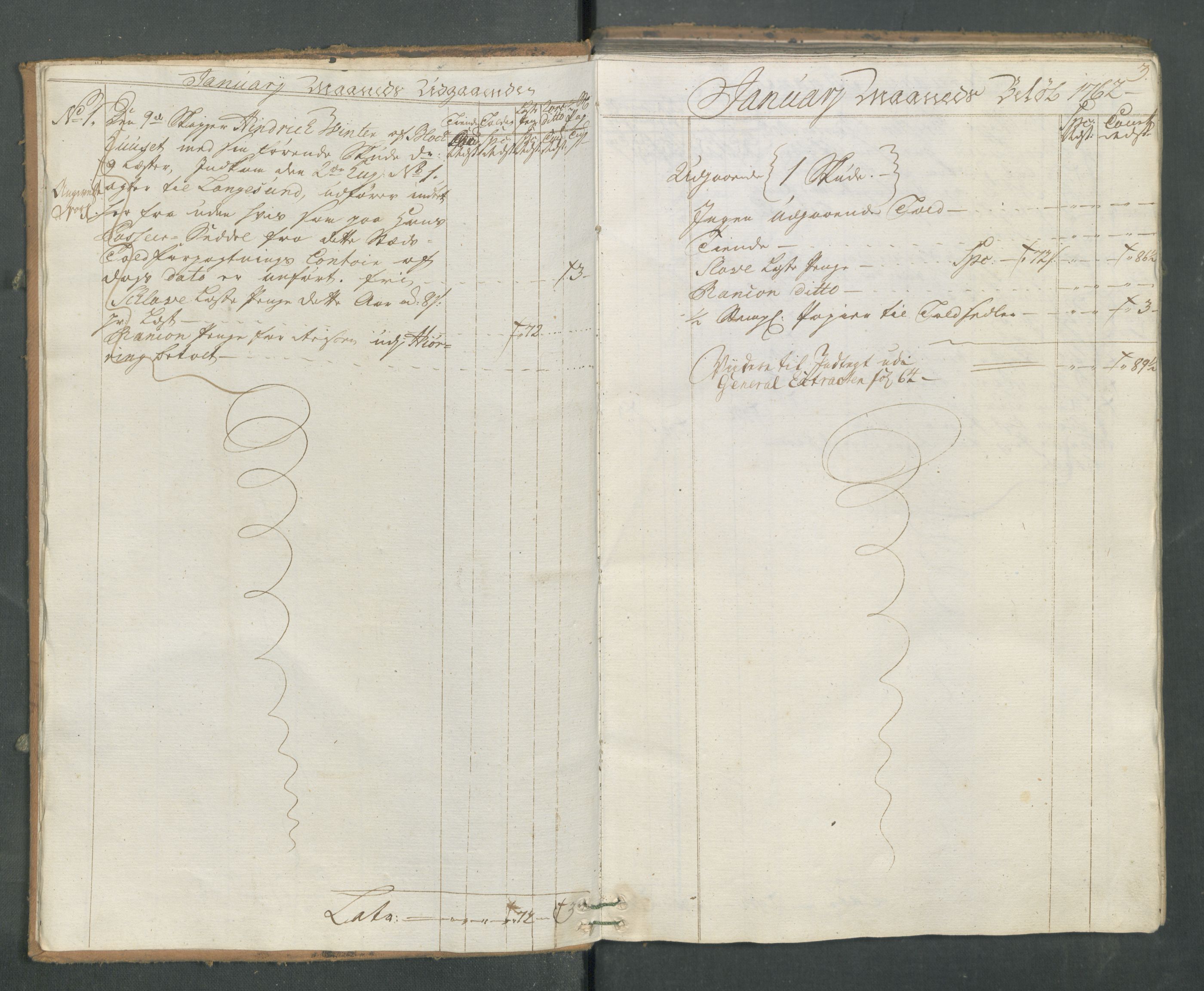 Generaltollkammeret, tollregnskaper, AV/RA-EA-5490/R13/L0033/0001: Tollregnskaper Kragerø / Utgående hovedtollbok, 1762, s. 2b-3a