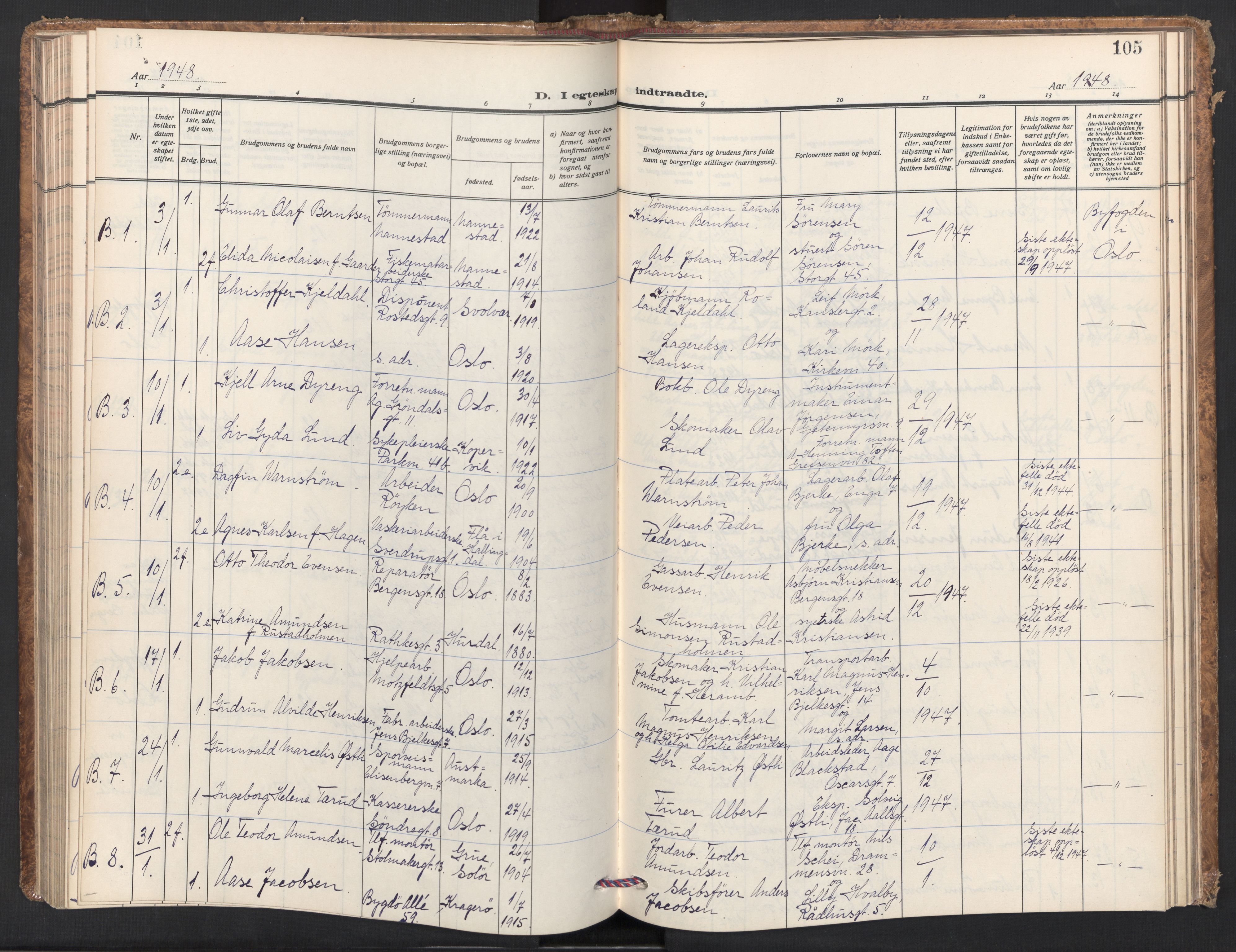 Jakob prestekontor Kirkebøker, AV/SAO-A-10850/F/Fa/L0019: Ministerialbok nr. 19, 1937-1949, s. 105