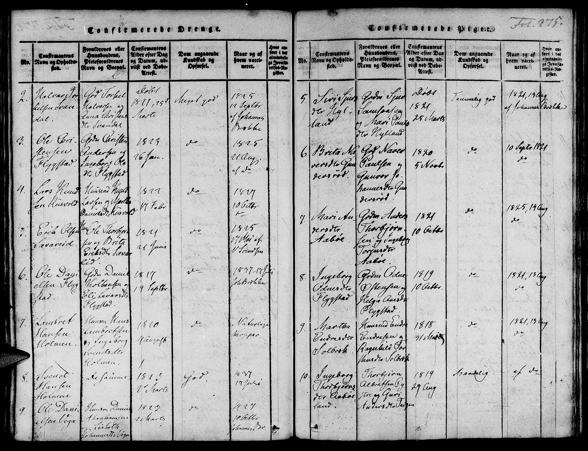 Suldal sokneprestkontor, SAST/A-101845/01/IV/L0007: Ministerialbok nr. A 7, 1817-1838, s. 275