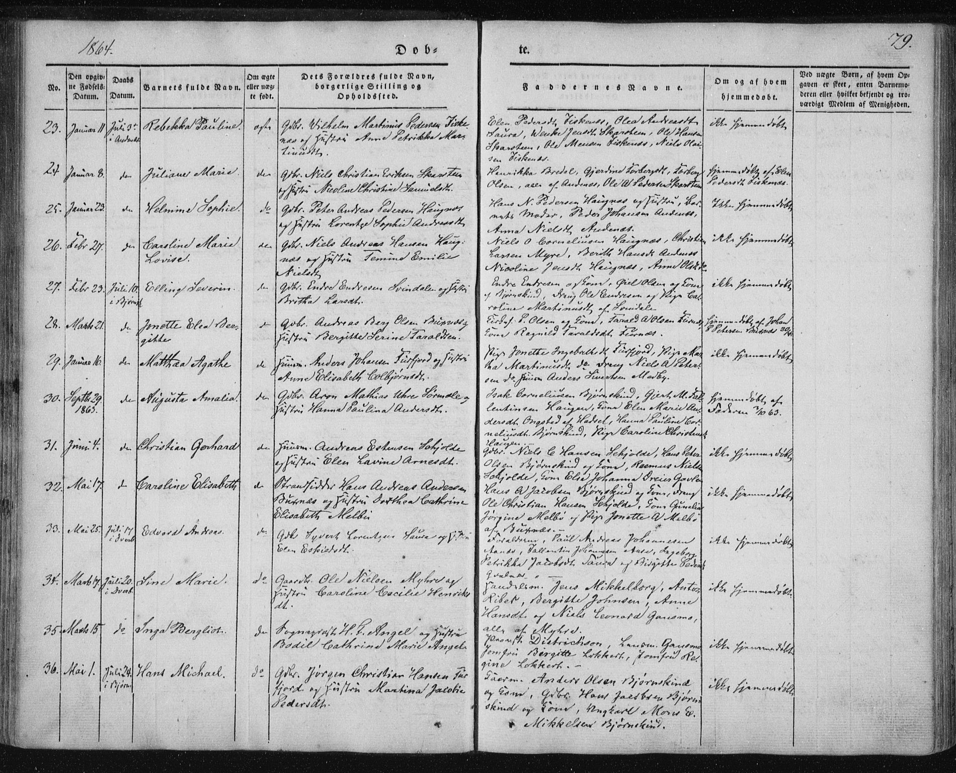 Ministerialprotokoller, klokkerbøker og fødselsregistre - Nordland, AV/SAT-A-1459/897/L1396: Ministerialbok nr. 897A04, 1842-1866, s. 79