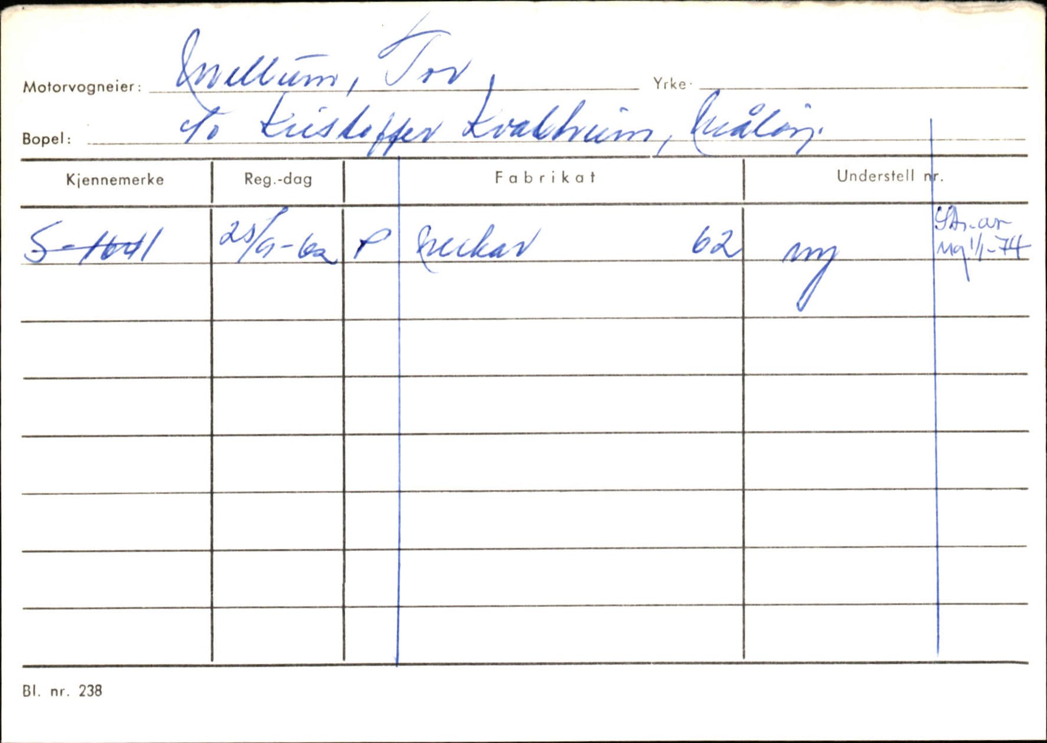 Statens vegvesen, Sogn og Fjordane vegkontor, SAB/A-5301/4/F/L0144: Registerkort Vågsøy A-R, 1945-1975, s. 1750