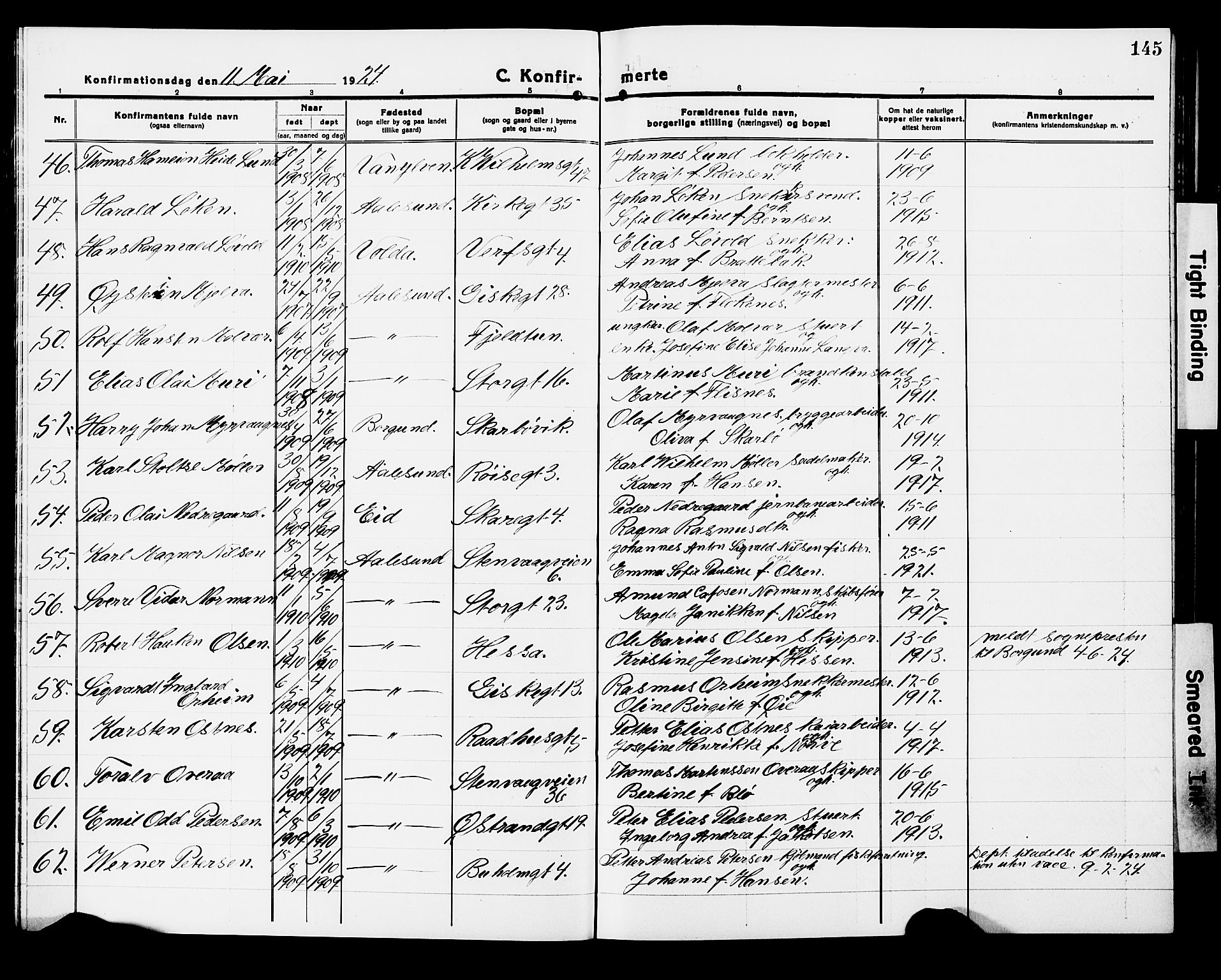 Ministerialprotokoller, klokkerbøker og fødselsregistre - Møre og Romsdal, SAT/A-1454/529/L0472: Klokkerbok nr. 529C09, 1917-1929, s. 145