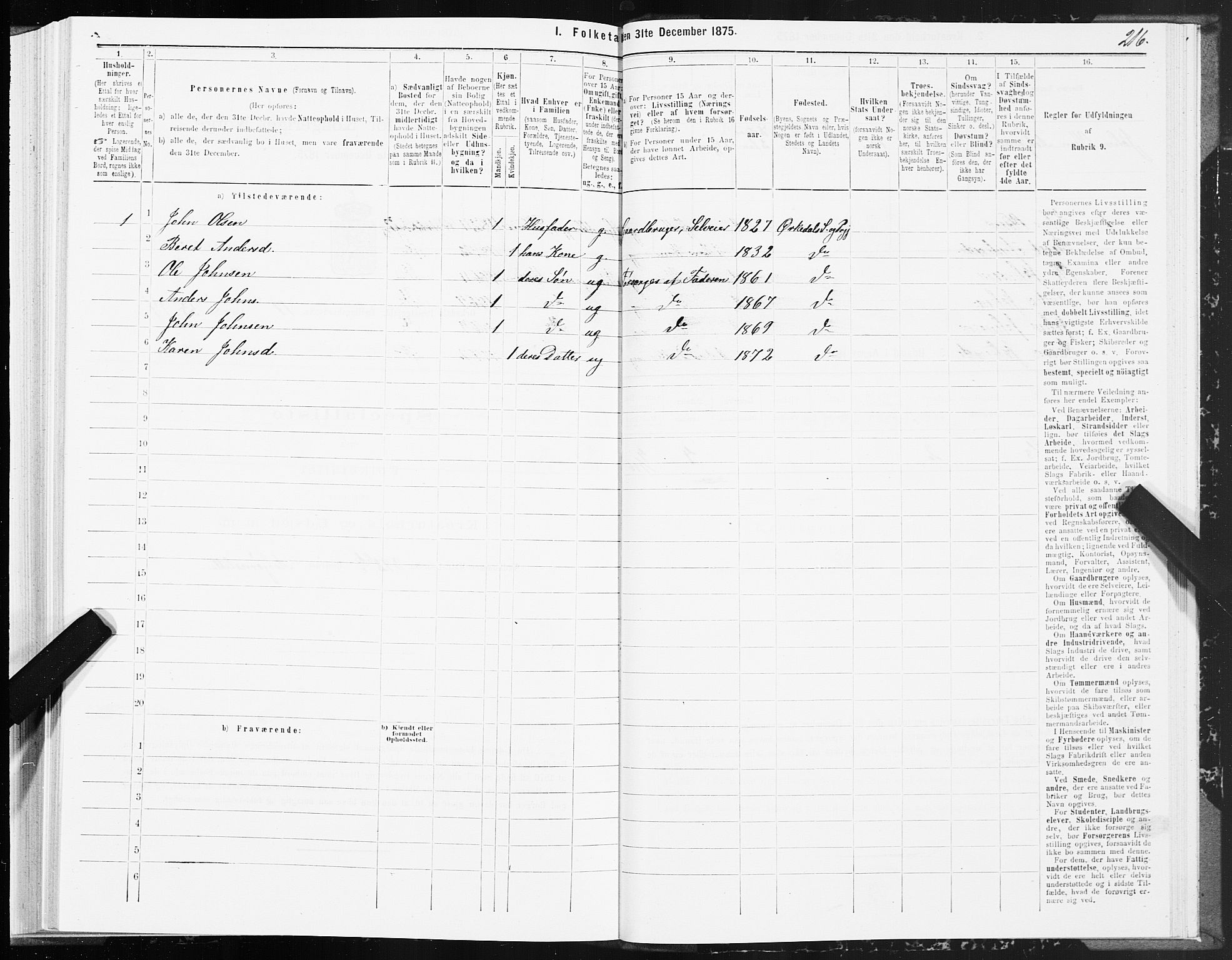 SAT, Folketelling 1875 for 1638P Orkdal prestegjeld, 1875, s. 8216