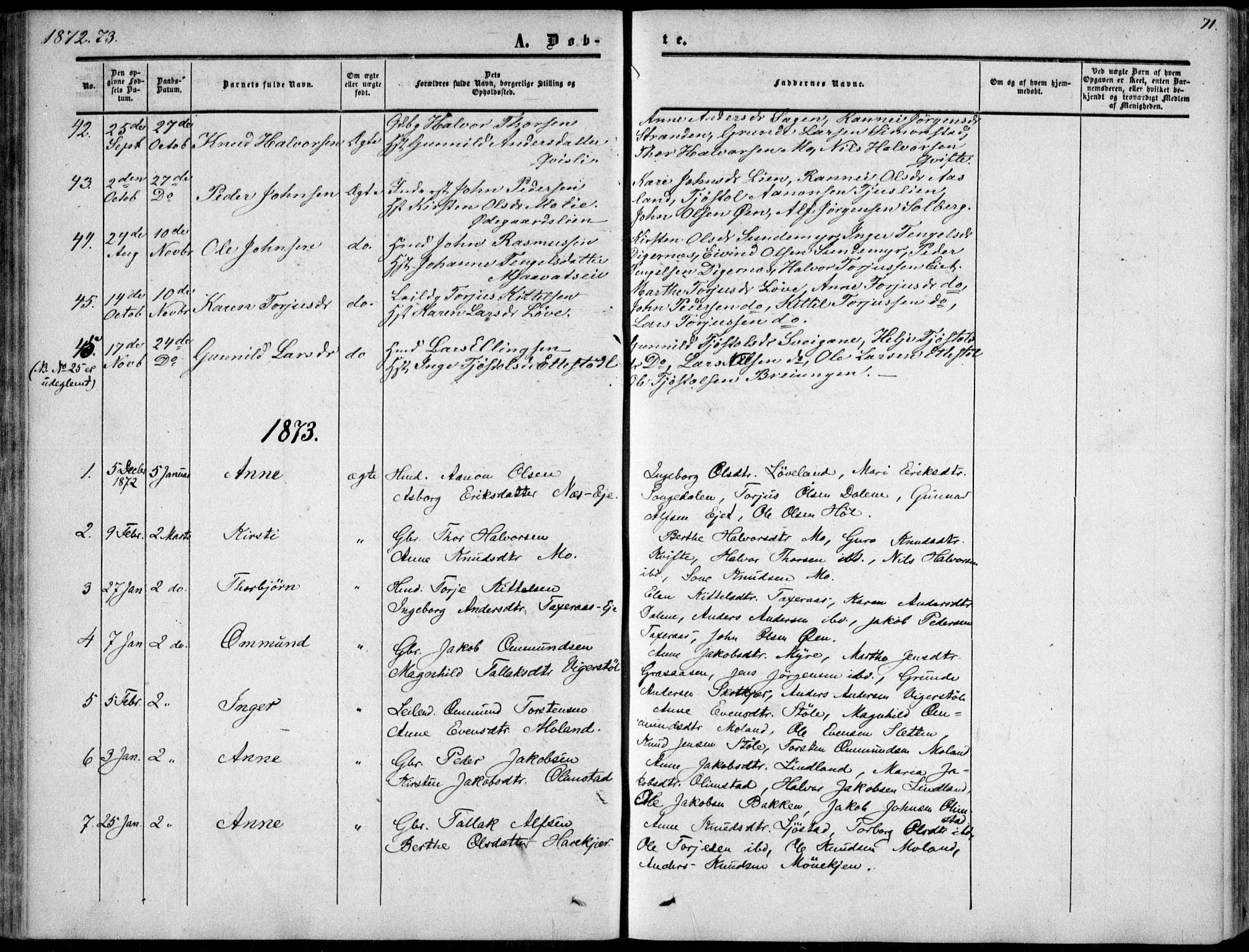 Gjerstad sokneprestkontor, AV/SAK-1111-0014/F/Fa/Fab/L0003: Ministerialbok nr. A 3, 1853-1878, s. 71