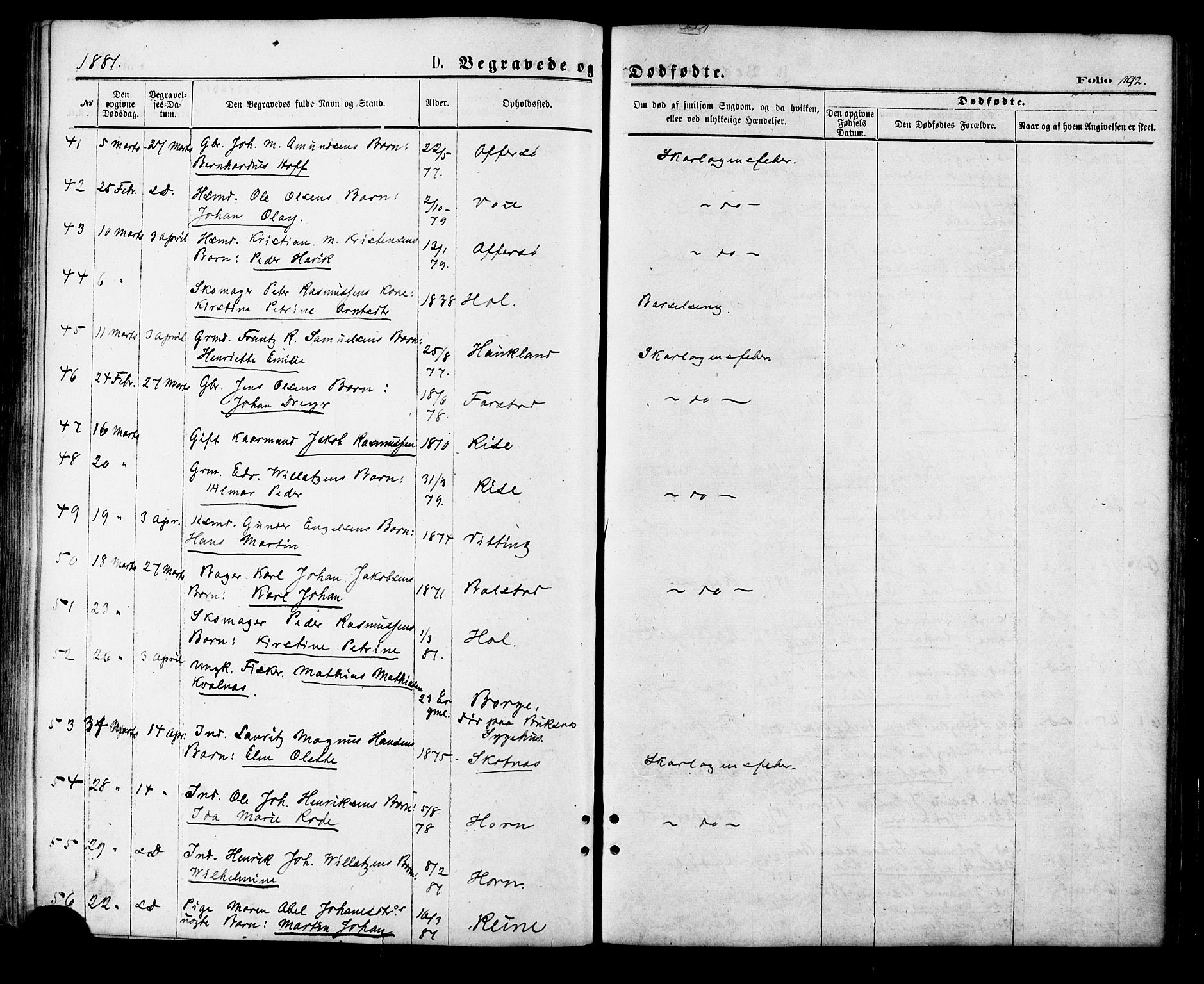 Ministerialprotokoller, klokkerbøker og fødselsregistre - Nordland, AV/SAT-A-1459/881/L1166: Klokkerbok nr. 881C03, 1876-1885, s. 192