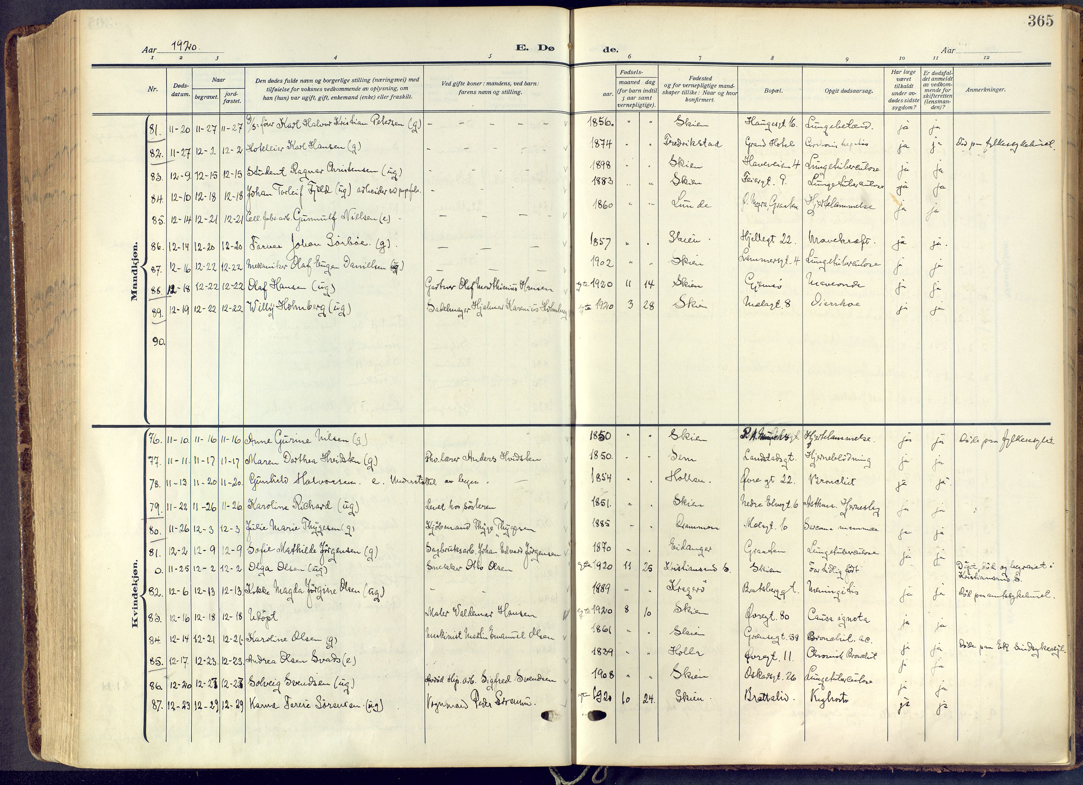 Skien kirkebøker, SAKO/A-302/F/Fa/L0013: Ministerialbok nr. 13, 1915-1921, s. 365
