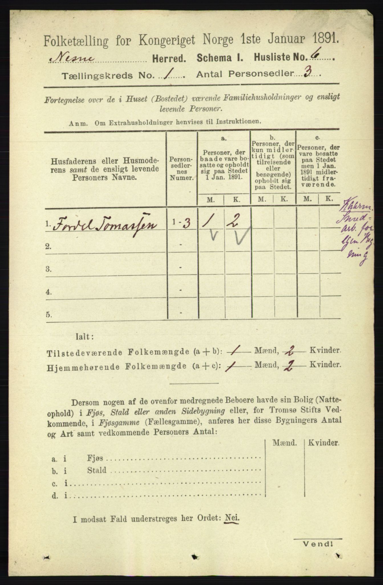 RA, Folketelling 1891 for 1828 Nesna herred, 1891, s. 24