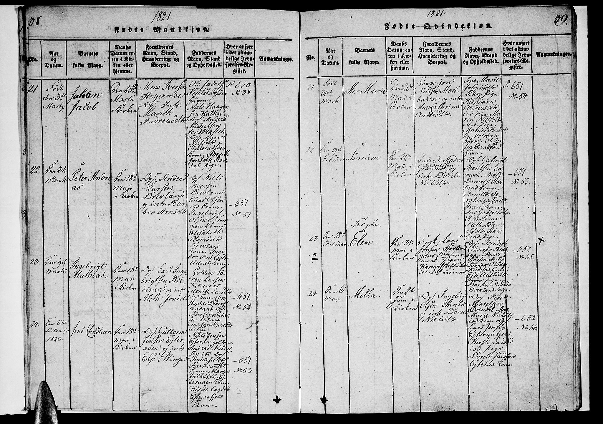 Ministerialprotokoller, klokkerbøker og fødselsregistre - Nordland, AV/SAT-A-1459/820/L0288: Ministerialbok nr. 820A09, 1820-1825, s. 38-39