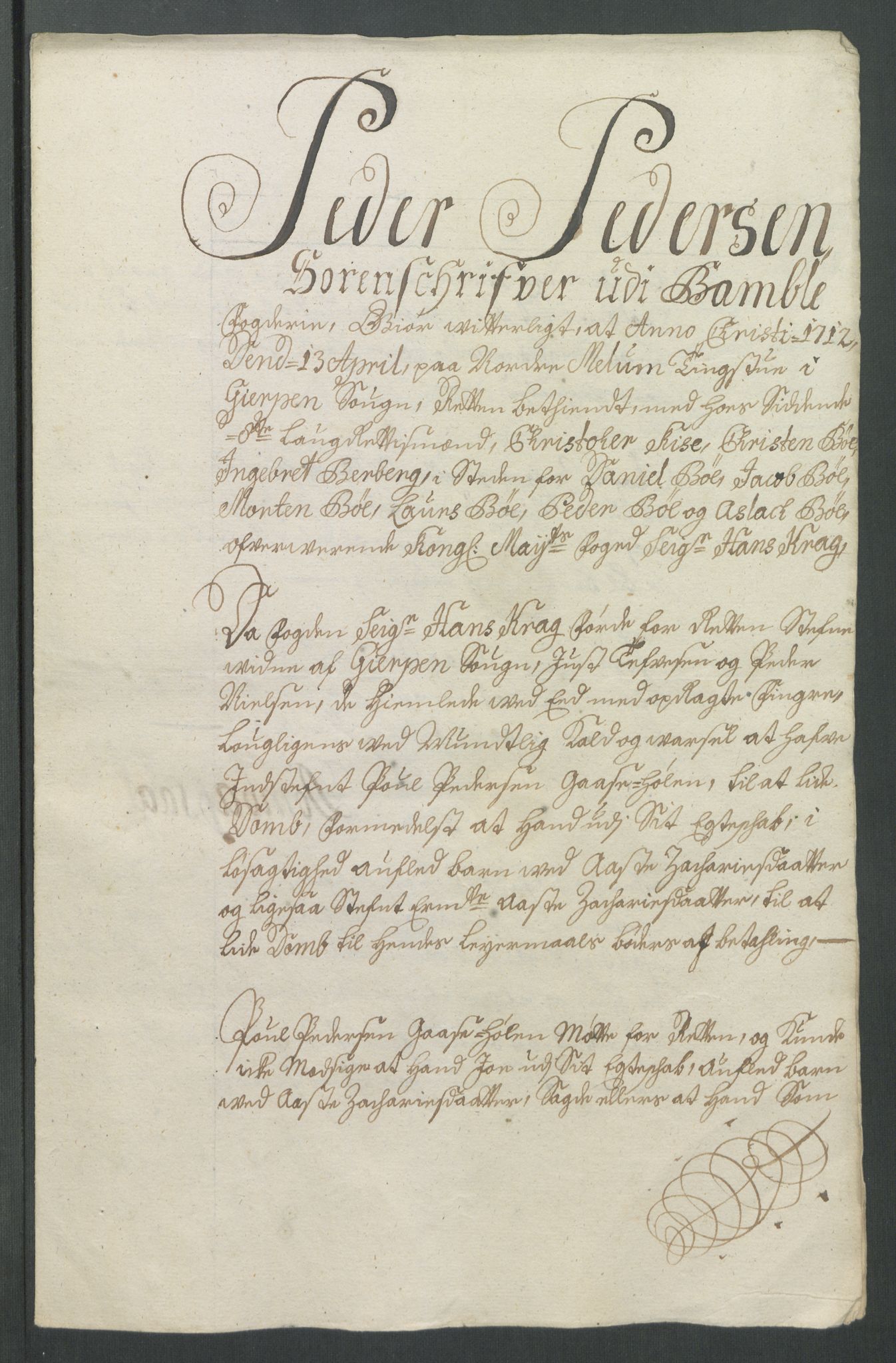 Rentekammeret inntil 1814, Reviderte regnskaper, Fogderegnskap, AV/RA-EA-4092/R36/L2123: Fogderegnskap Øvre og Nedre Telemark og Bamble, 1712, s. 237