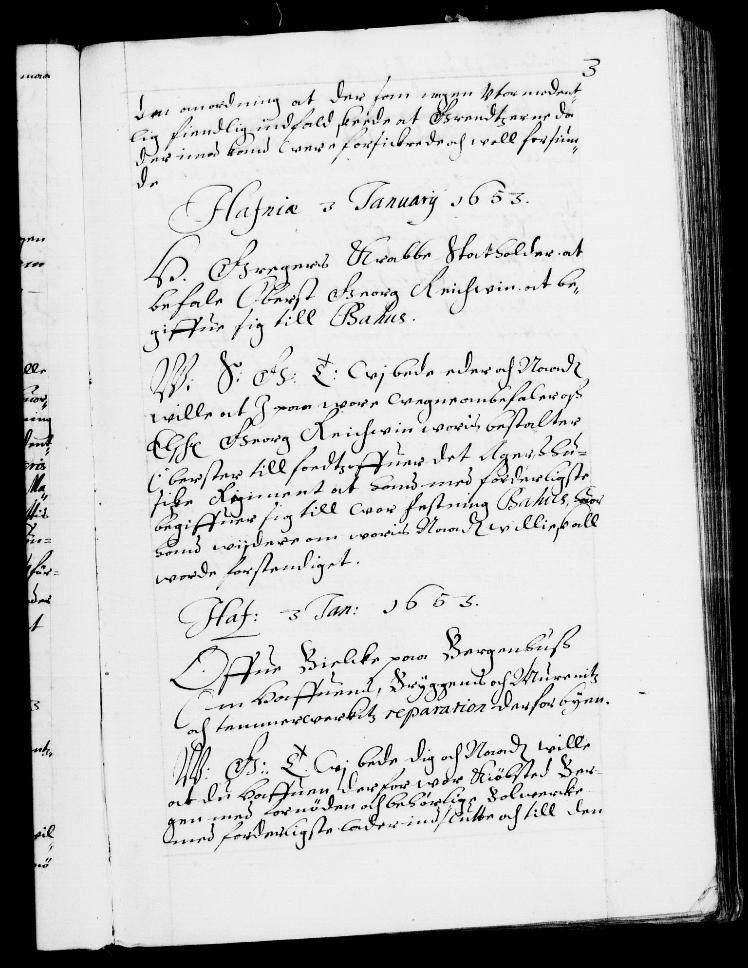 Danske Kanselli 1572-1799, AV/RA-EA-3023/F/Fc/Fca/Fcab/L0009: Norske tegnelser (mikrofilm), 1653-1656, s. 3a