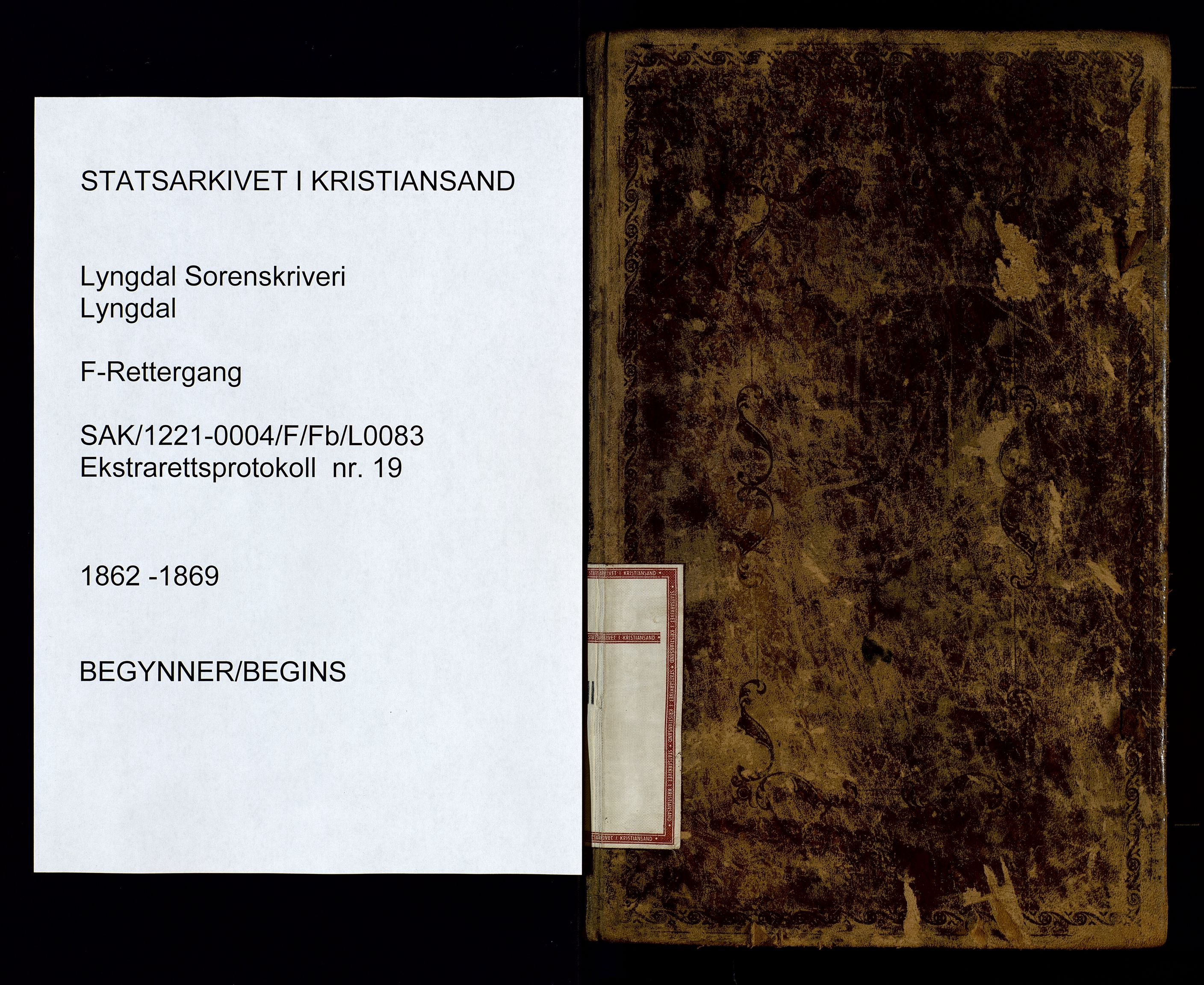 Lyngdal sorenskriveri, AV/SAK-1221-0004/F/Fb/L0083: Ekstrarettsprotokoll nr. 19, 1862-1869