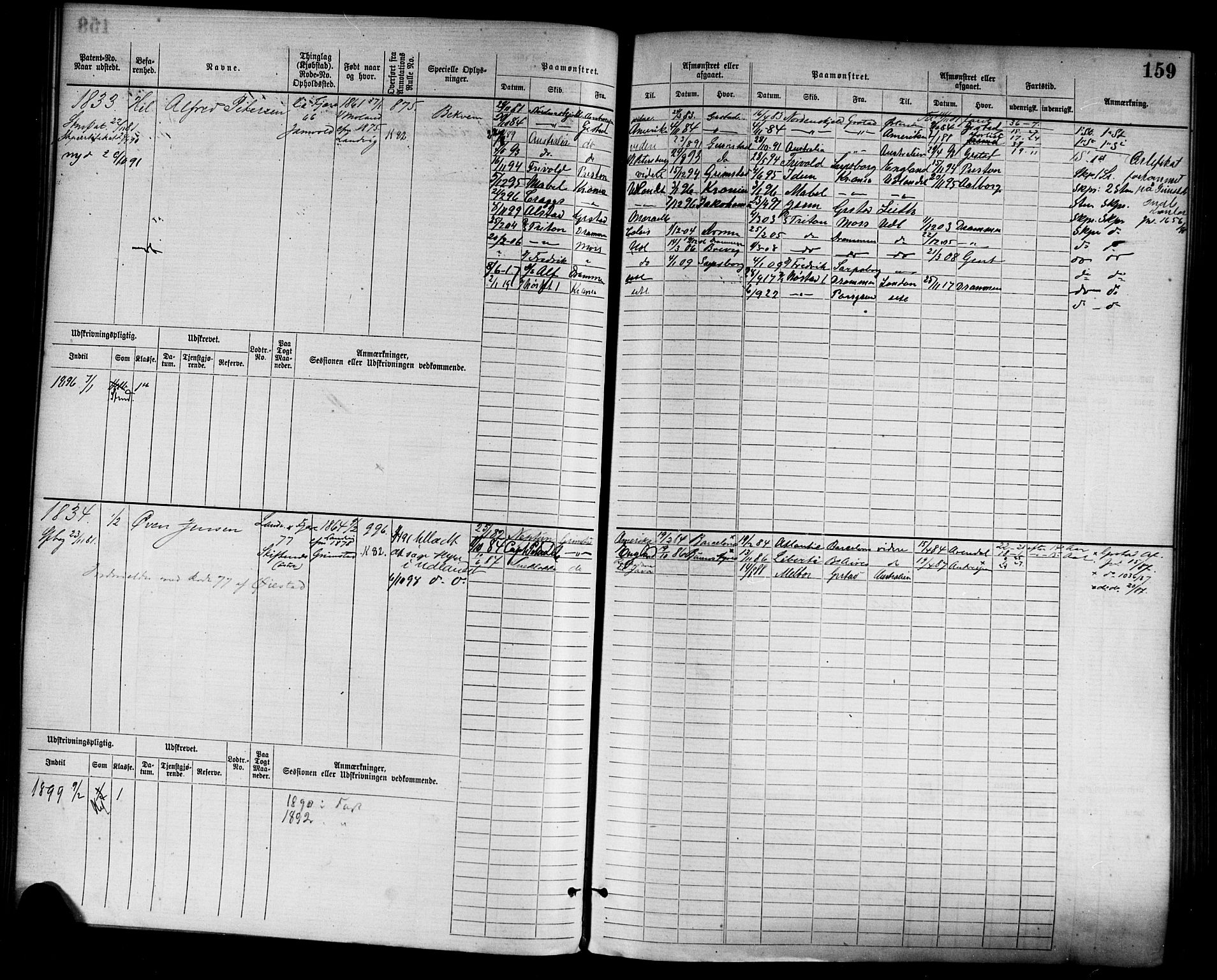 Grimstad mønstringskrets, AV/SAK-2031-0013/F/Fb/L0003: Hovedrulle nr 1517-2276, F-6, 1877-1888, s. 165