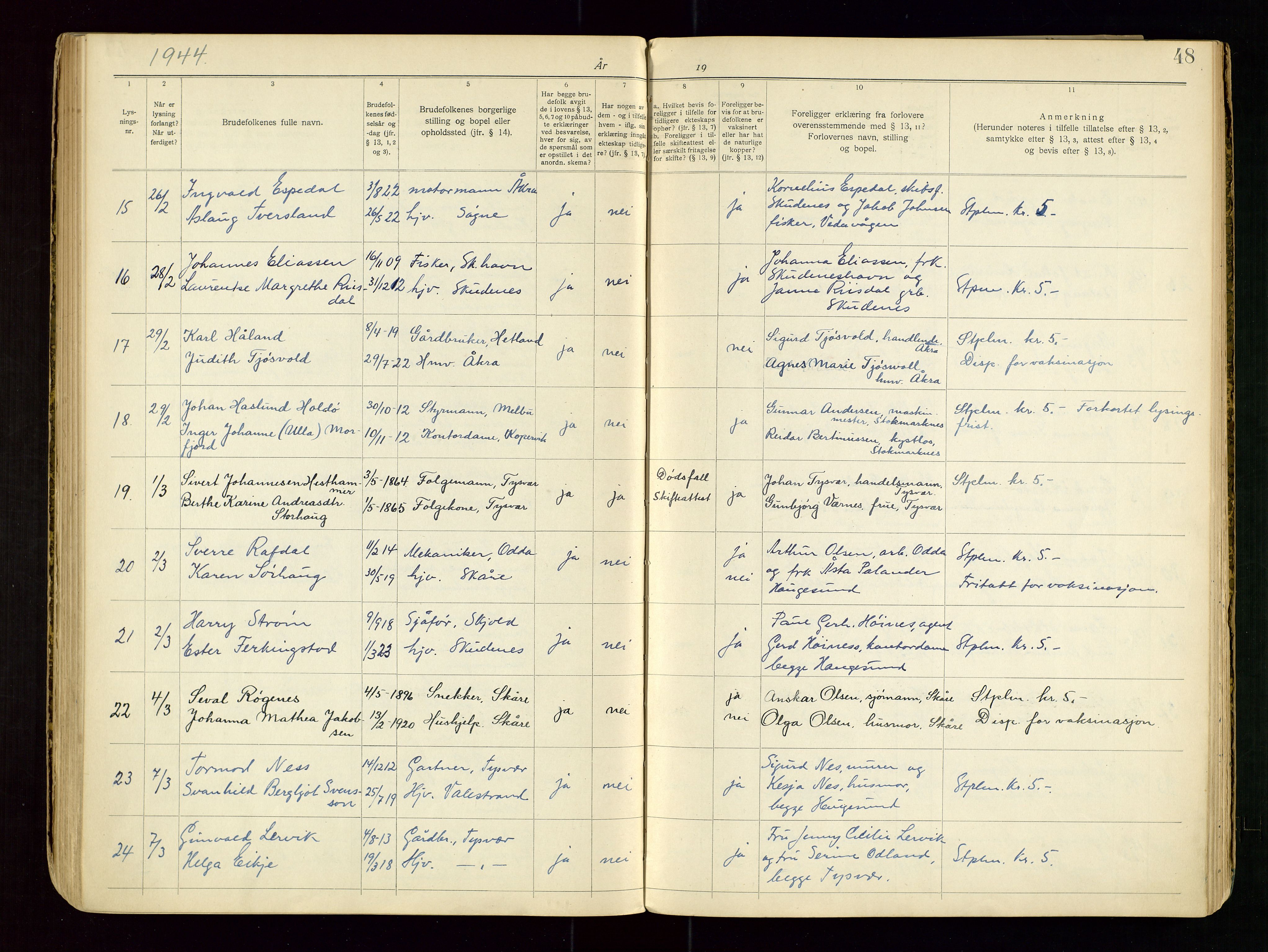 Karmsund sorenskriveri, AV/SAST-A-100311/01/III/IIICB/L0001: LYSINGSBOK, 1919-1967, s. 48