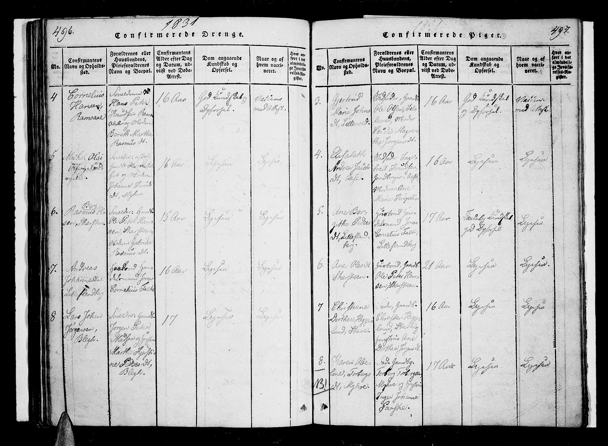 Ministerialprotokoller, klokkerbøker og fødselsregistre - Nordland, AV/SAT-A-1459/897/L1395: Ministerialbok nr. 897A03, 1820-1841, s. 496-497