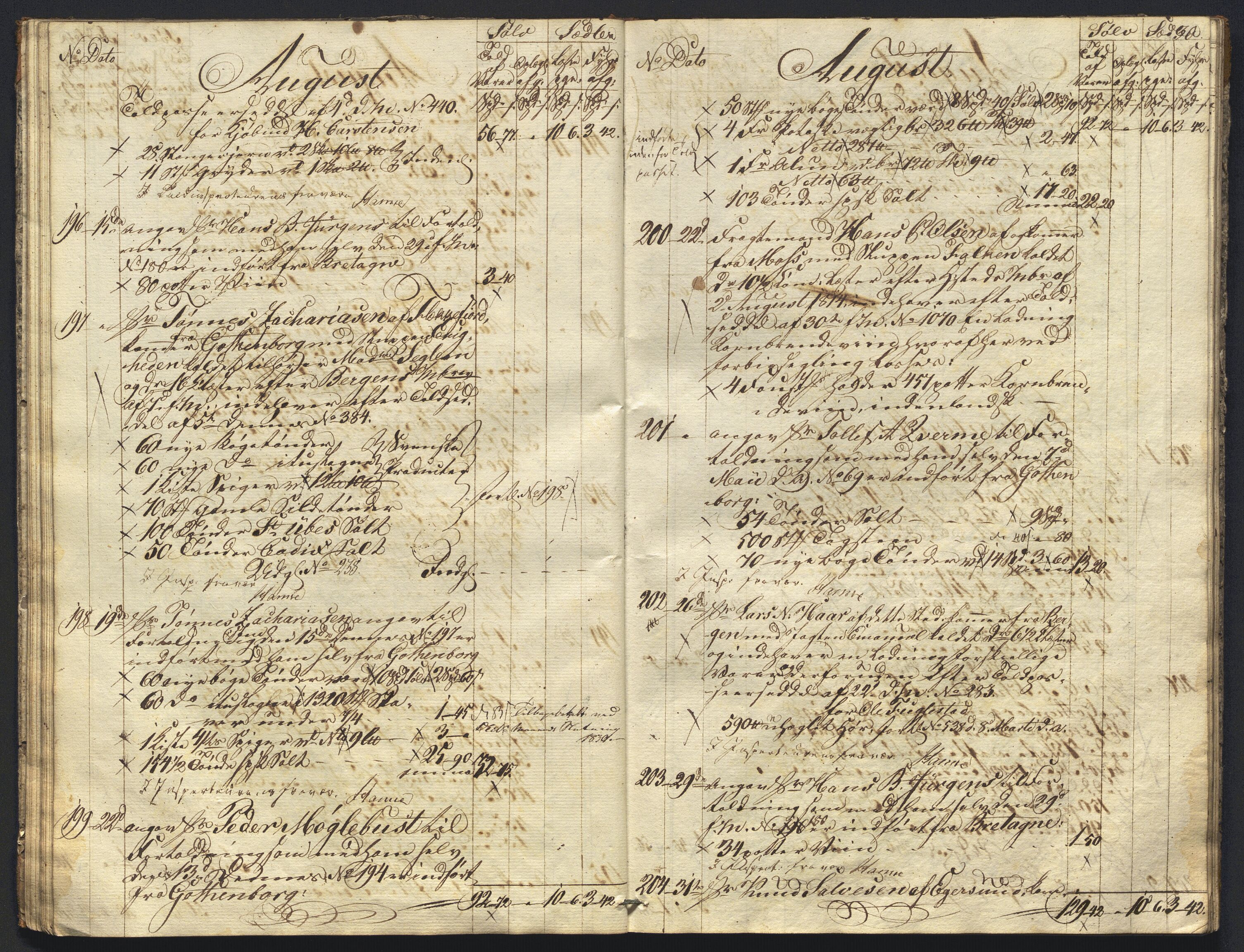 Revisjonsdepartementet, 2. revisjonskontor, AV/RA-S-1115/E/E015/L0059: Egersund: Tollbok, 1825, s. 29b-30a