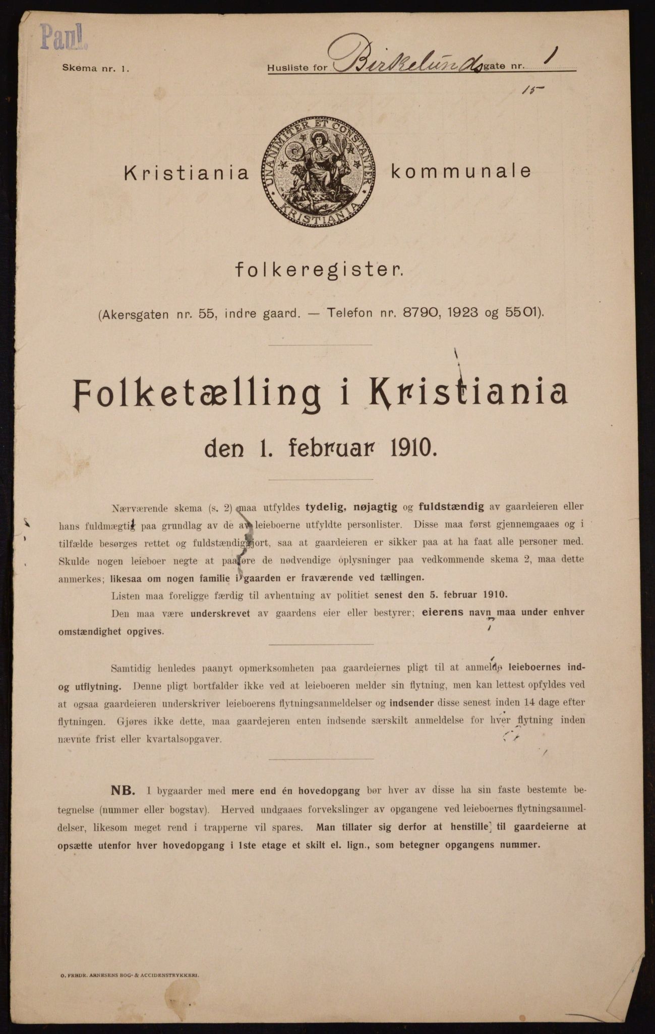 OBA, Kommunal folketelling 1.2.1910 for Kristiania, 1910, s. 4822