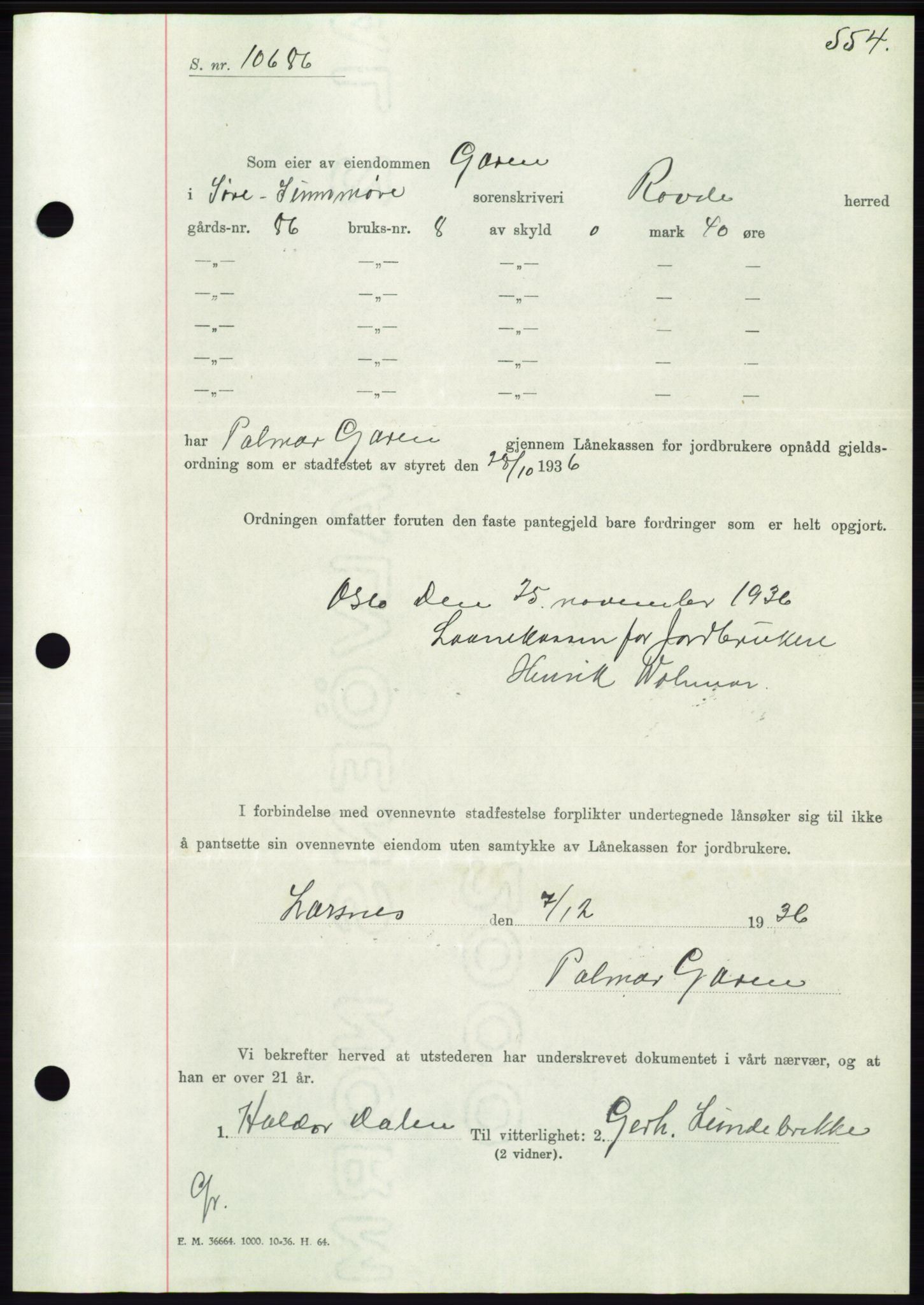 Søre Sunnmøre sorenskriveri, AV/SAT-A-4122/1/2/2C/L0062: Pantebok nr. 56, 1936-1937, Dagboknr: 504/1937