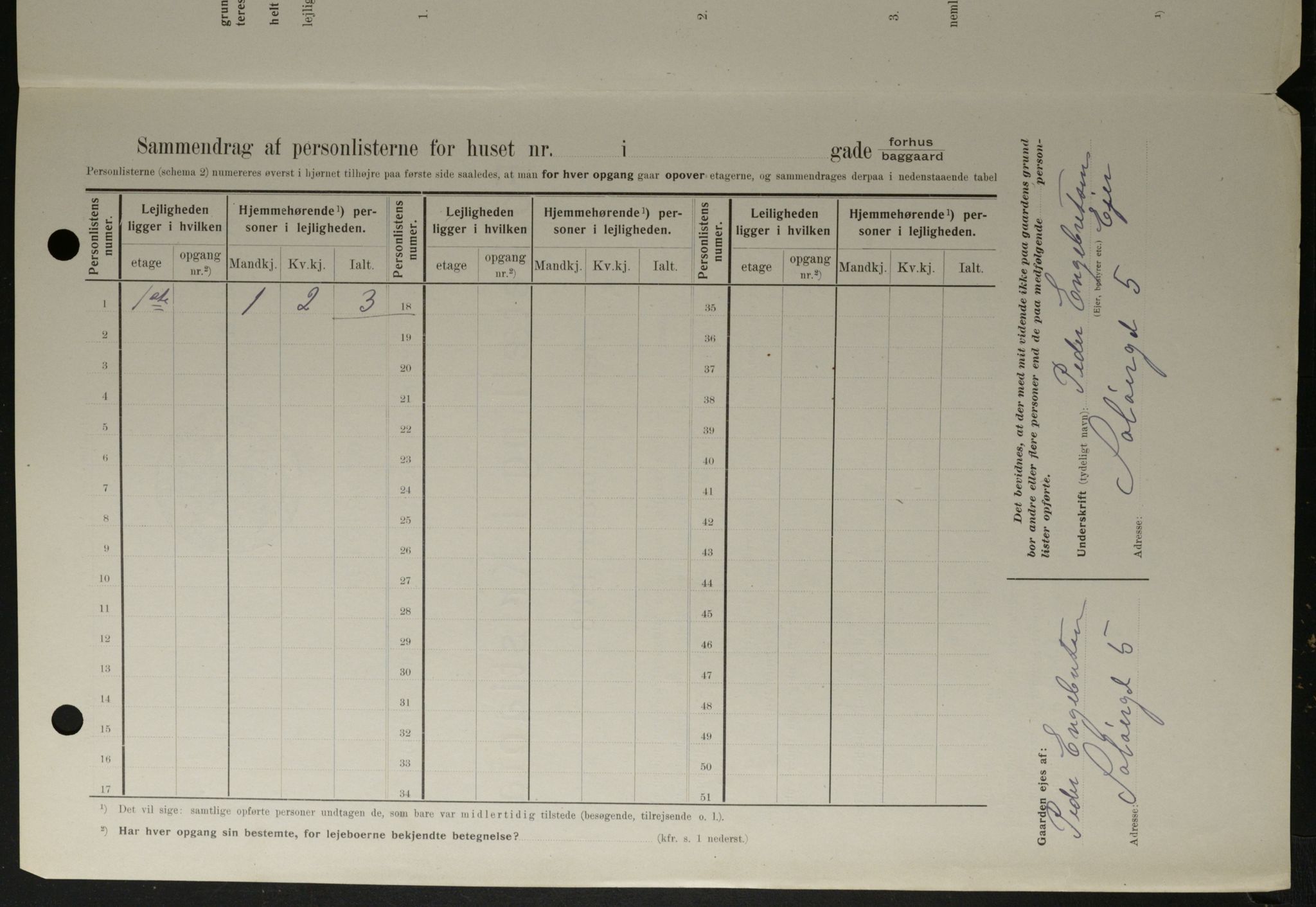 OBA, Kommunal folketelling 1.2.1908 for Kristiania kjøpstad, 1908, s. 89846