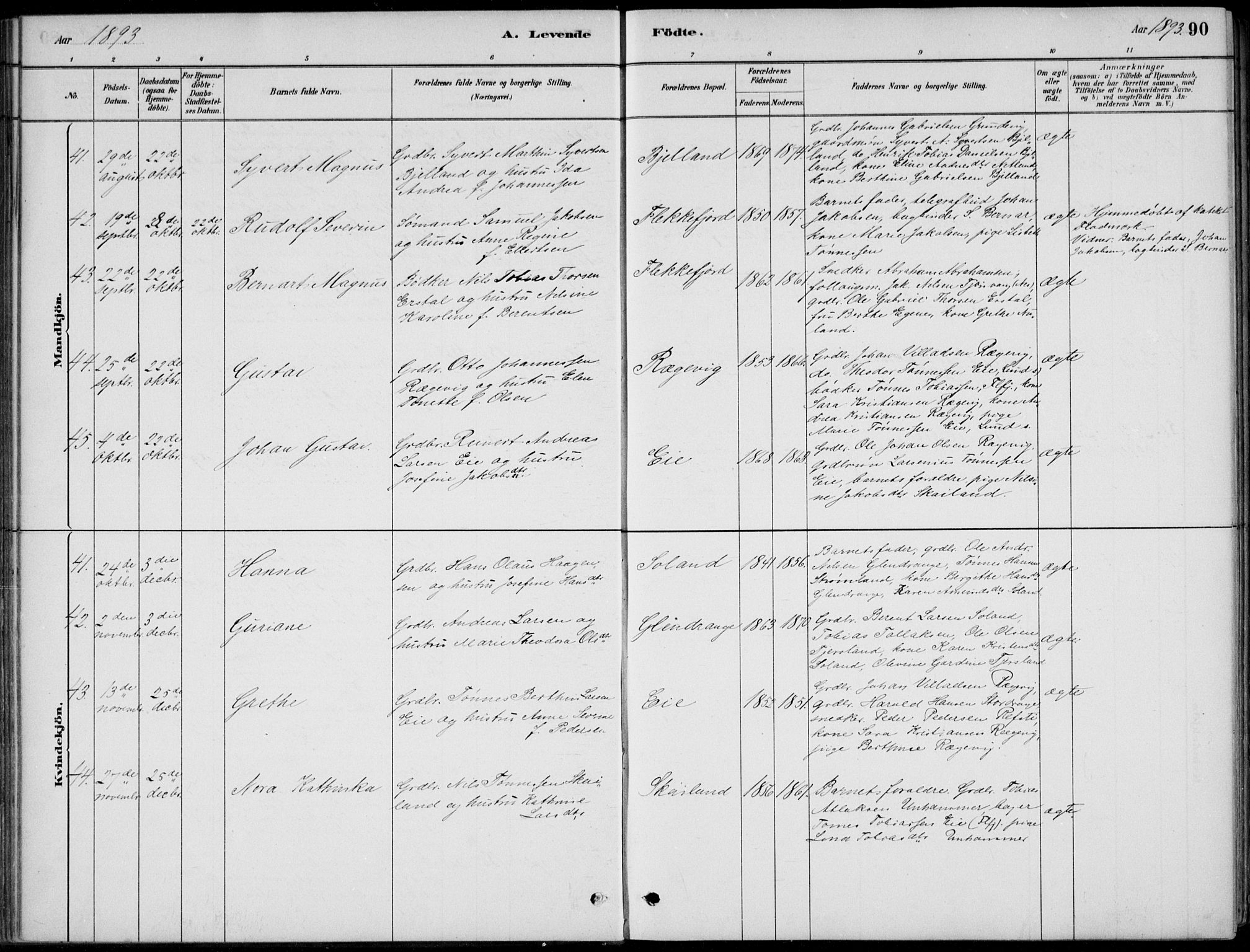 Flekkefjord sokneprestkontor, AV/SAK-1111-0012/F/Fb/Fbc/L0007: Klokkerbok nr. B 7, 1880-1902, s. 90