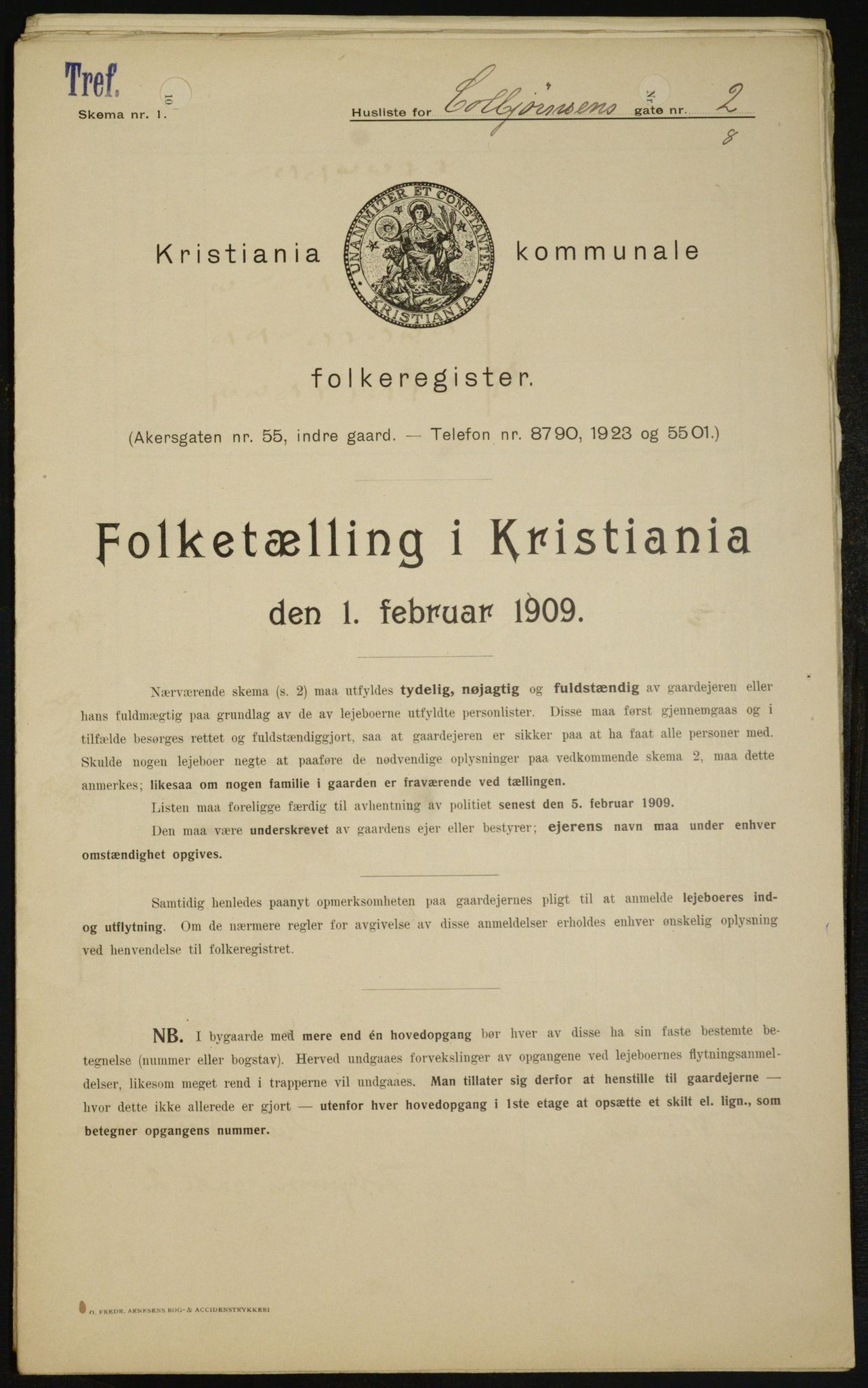 OBA, Kommunal folketelling 1.2.1909 for Kristiania kjøpstad, 1909, s. 11662