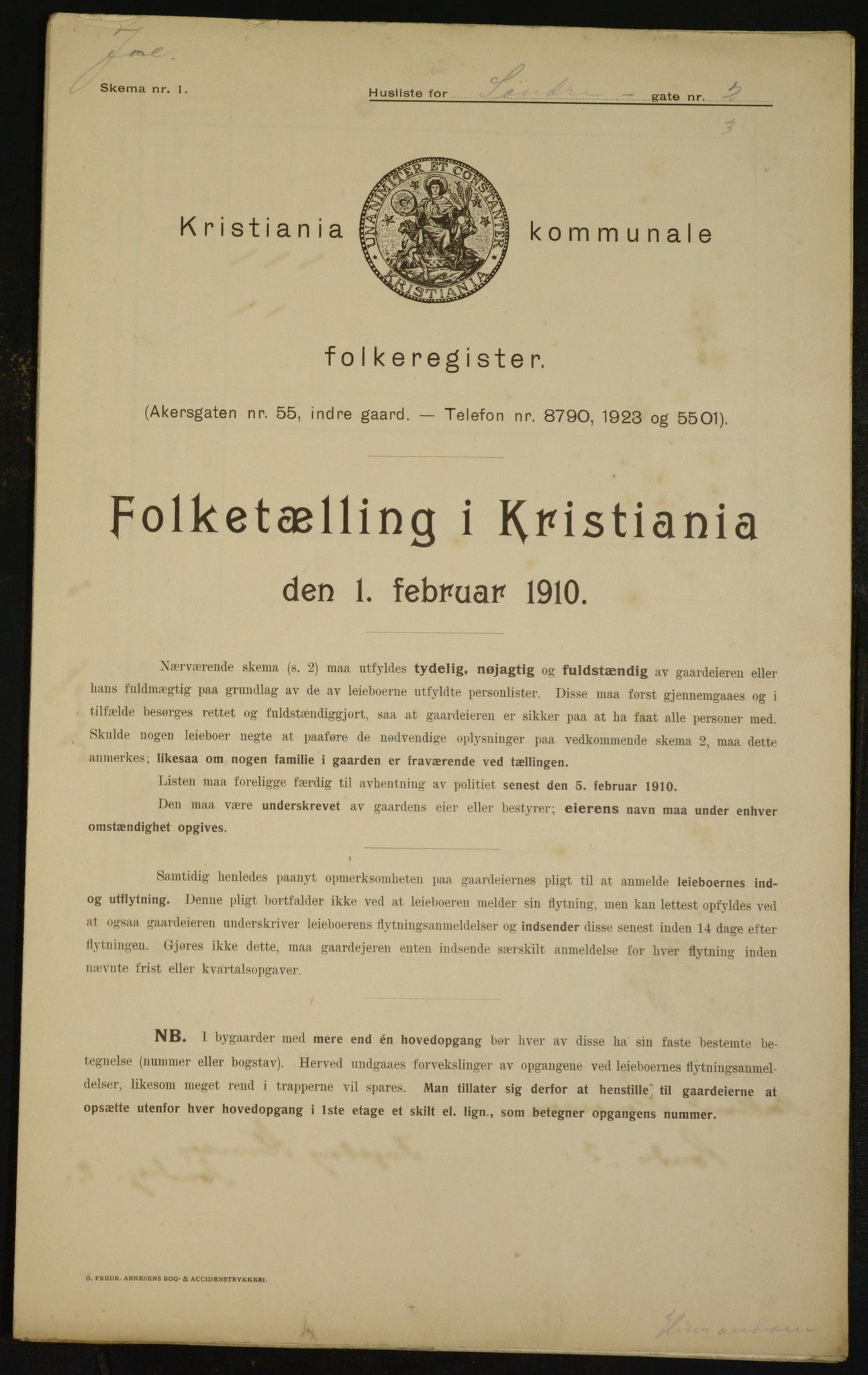 OBA, Kommunal folketelling 1.2.1910 for Kristiania, 1910, s. 100954