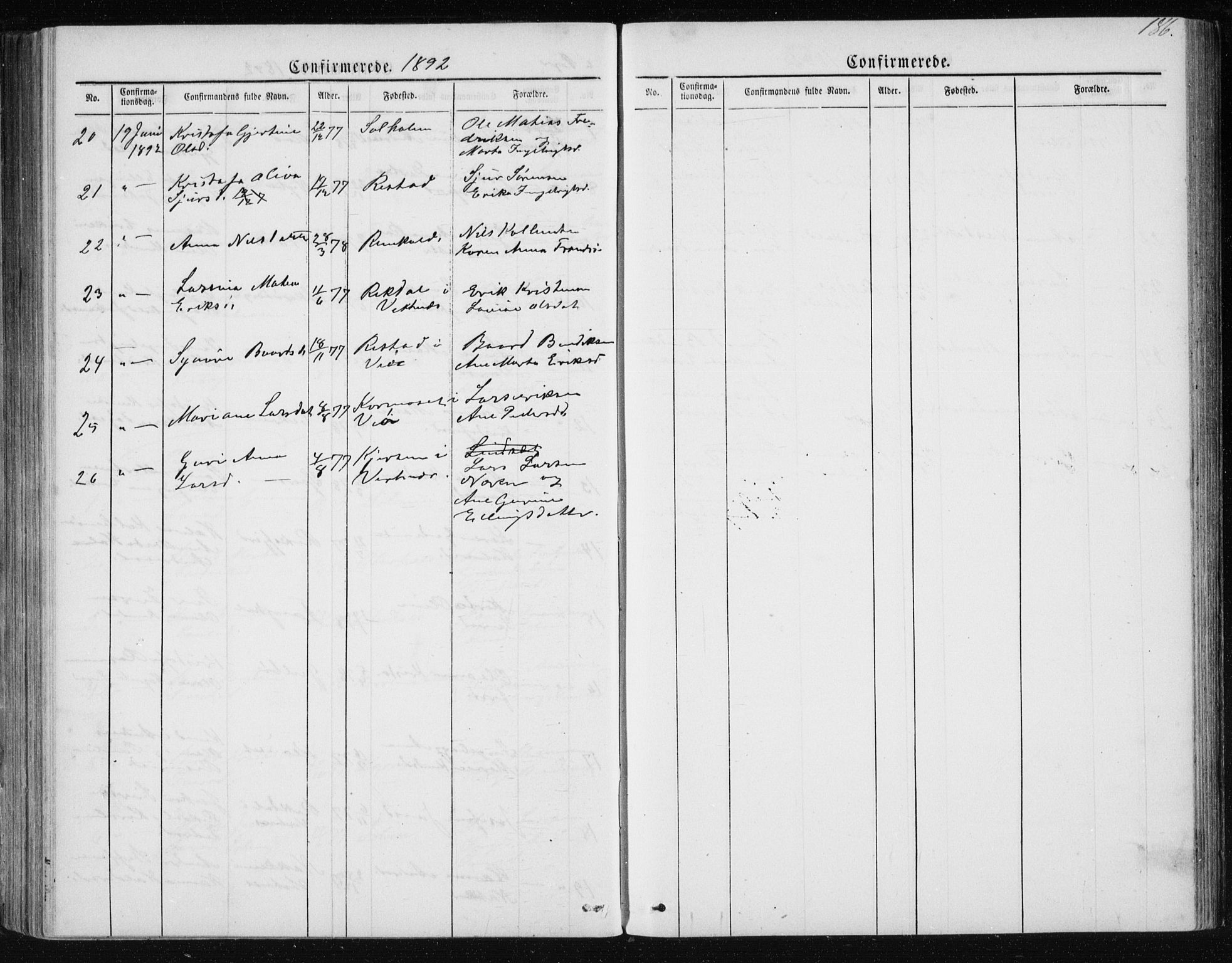 Ministerialprotokoller, klokkerbøker og fødselsregistre - Møre og Romsdal, AV/SAT-A-1454/560/L0724: Klokkerbok nr. 560C01, 1867-1892, s. 186