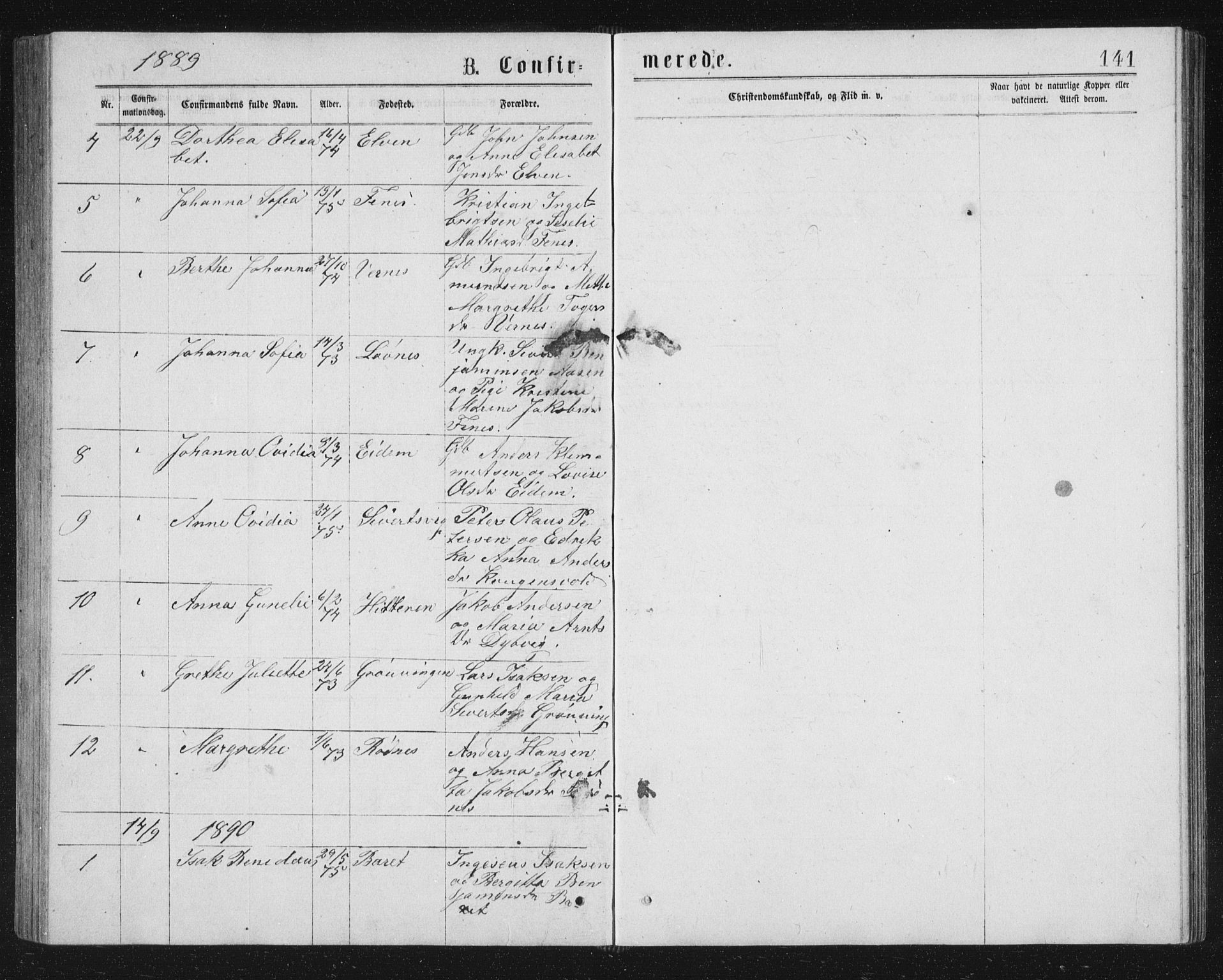 Ministerialprotokoller, klokkerbøker og fødselsregistre - Sør-Trøndelag, SAT/A-1456/662/L0756: Klokkerbok nr. 662C01, 1869-1891, s. 141