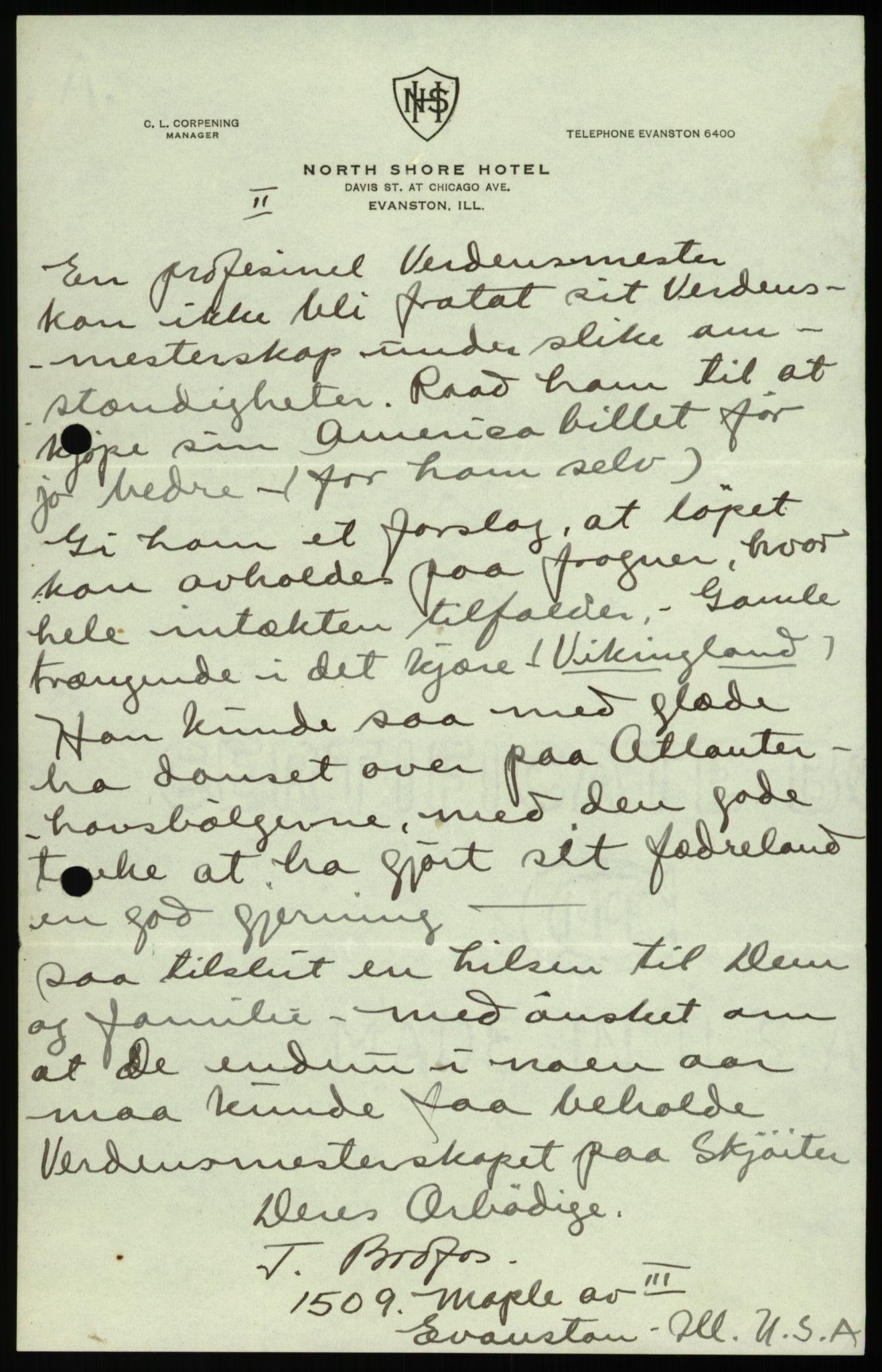 Mathisen, Oscar Wilhelm, AV/RA-PA-1912/Fa/L0001: Inngående korrespondanse, 1916-1954, s. 44
