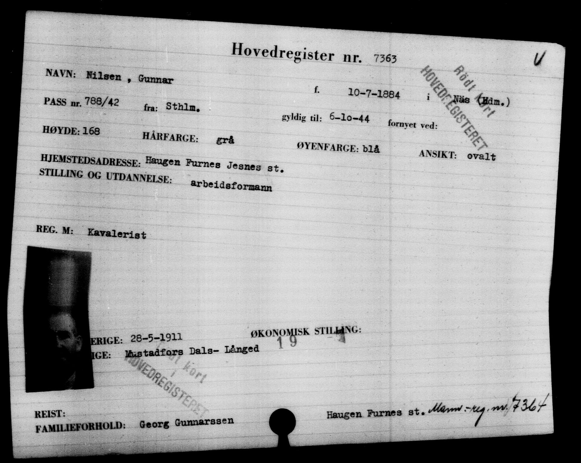 Utenriksstasjonene, Legasjonen i Stockholm, Flyktningkontoret, AV/RA-S-6753/V/Va/L0005: Kjesäterkartoteket, flyktninger med registreringsnr. 6600-9417, 1940-1945, s. 897