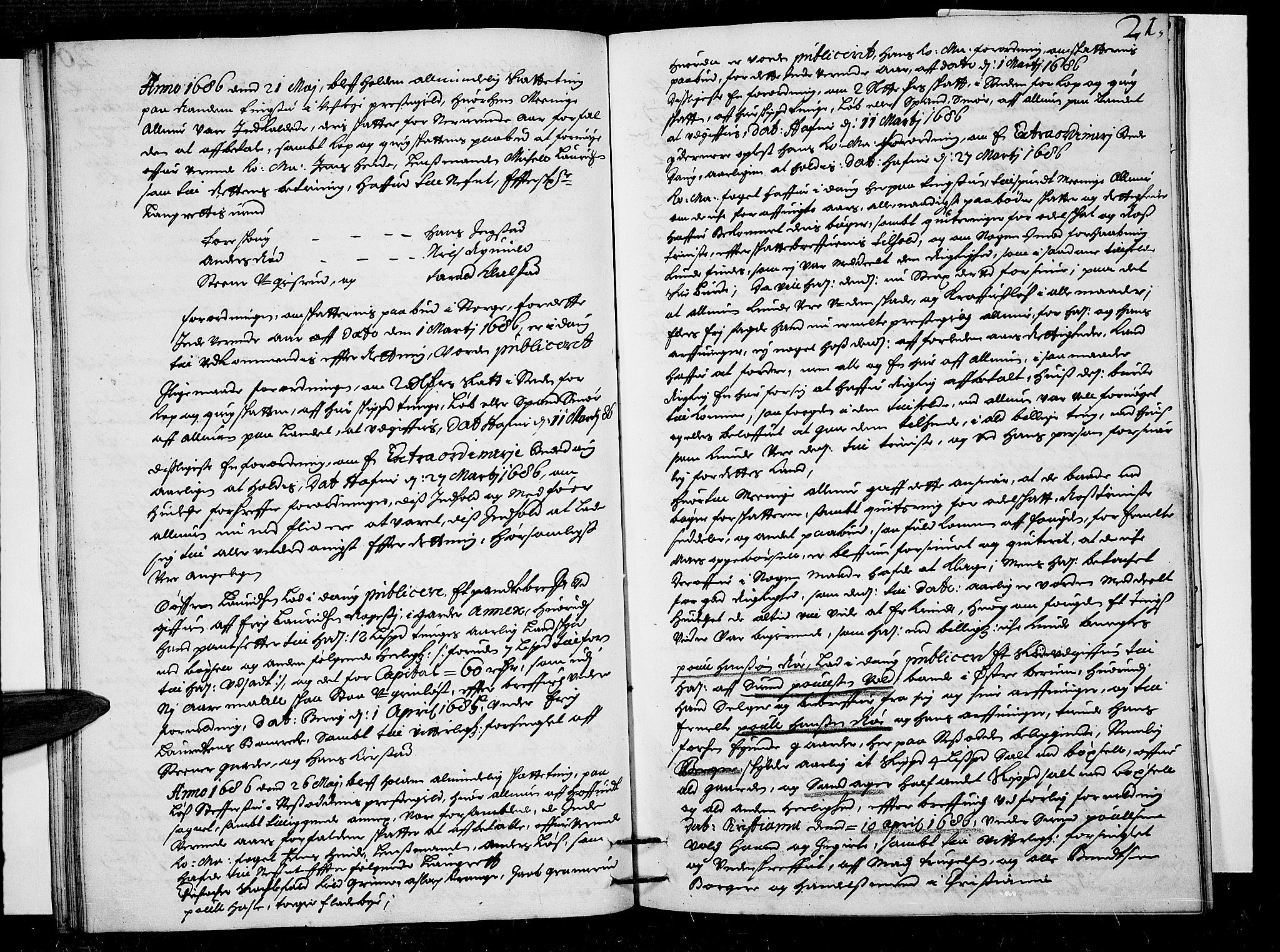 Follo sorenskriveri, AV/SAO-A-10274/F/Fb/Fba/L0021: Tingbok, 1686-1687, s. 20b-21a