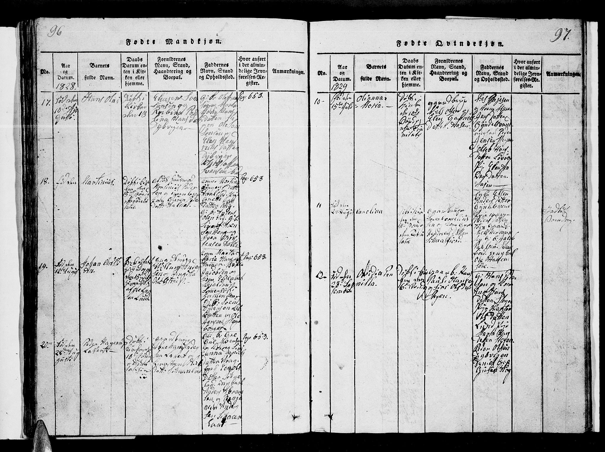 Ministerialprotokoller, klokkerbøker og fødselsregistre - Nordland, AV/SAT-A-1459/855/L0812: Klokkerbok nr. 855C01, 1821-1838, s. 96-97