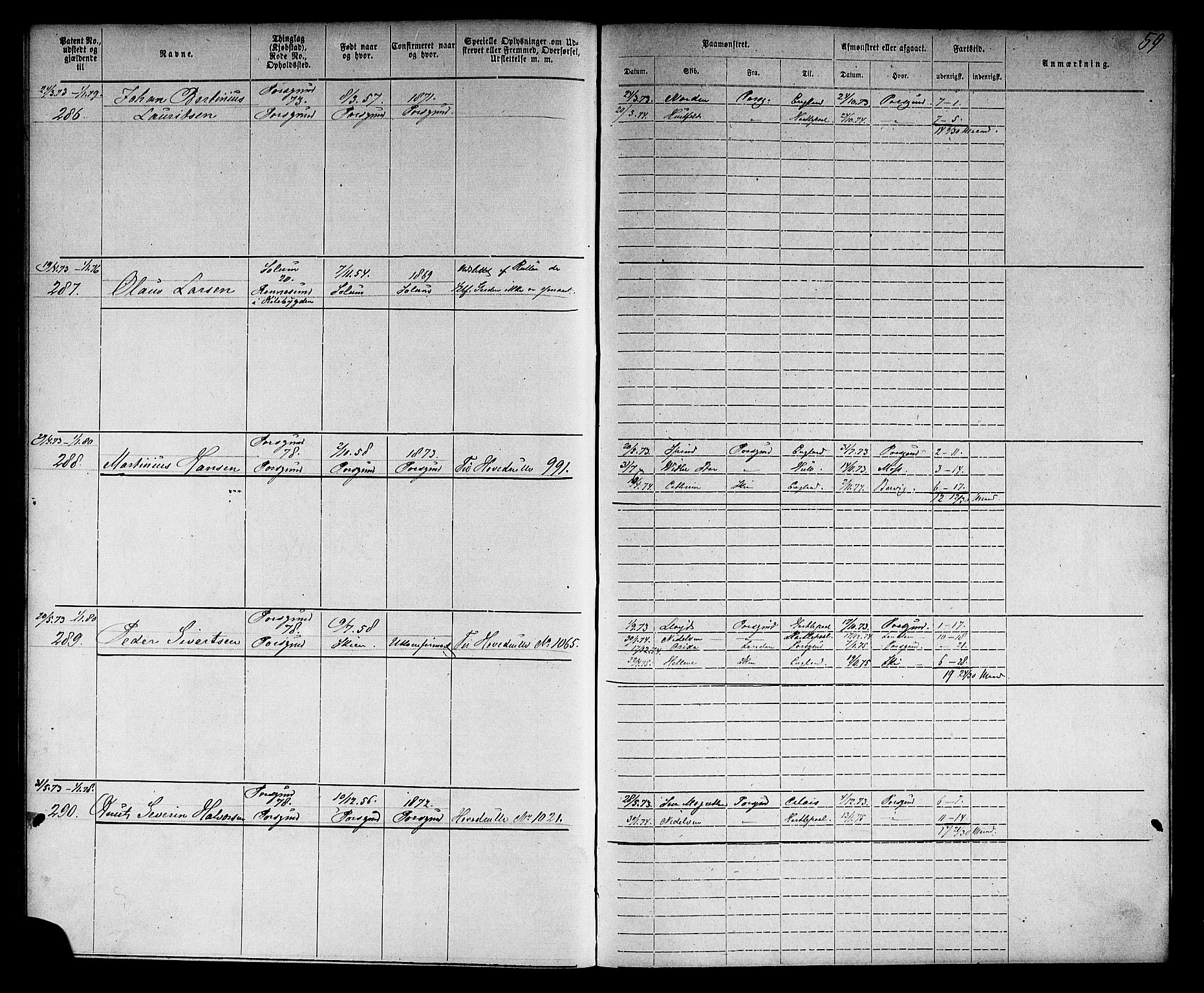 Porsgrunn innrulleringskontor, AV/SAKO-A-829/F/Fb/L0004: Annotasjonsrulle, 1868-1878, s. 60