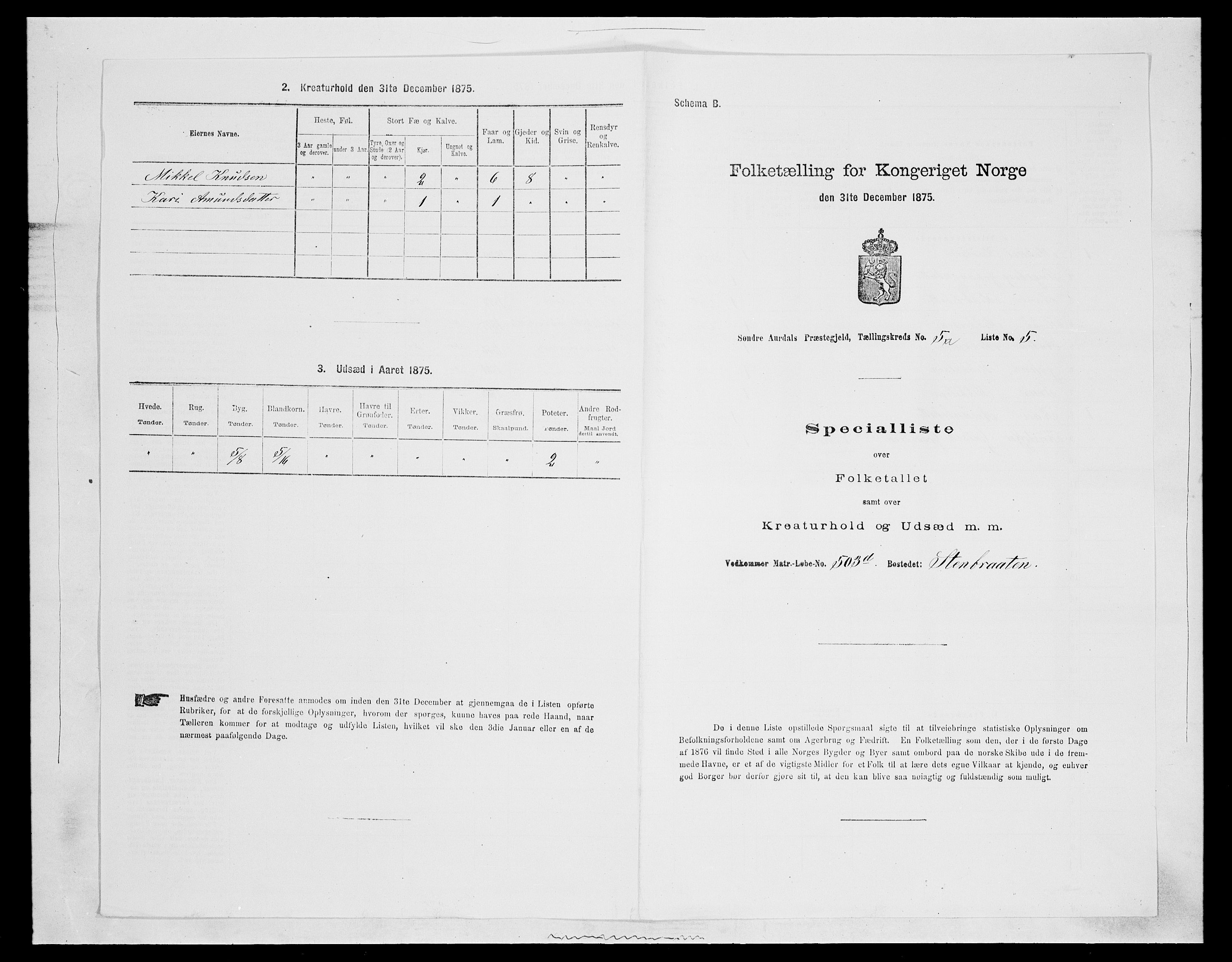 SAH, Folketelling 1875 for 0540P Sør-Aurdal prestegjeld, 1875, s. 749