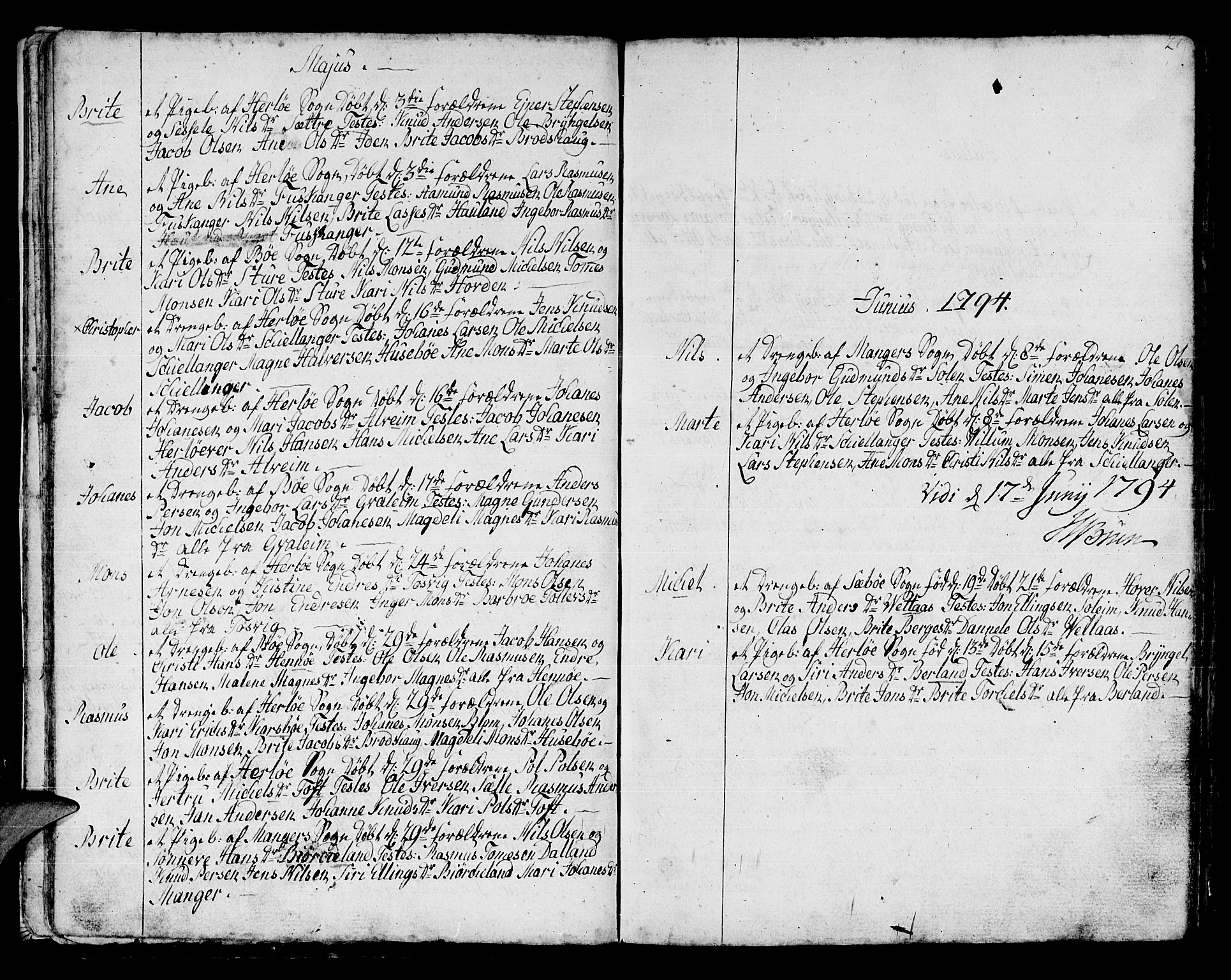 Manger sokneprestembete, SAB/A-76801/H/Haa: Ministerialbok nr. A 2, 1792-1815, s. 21
