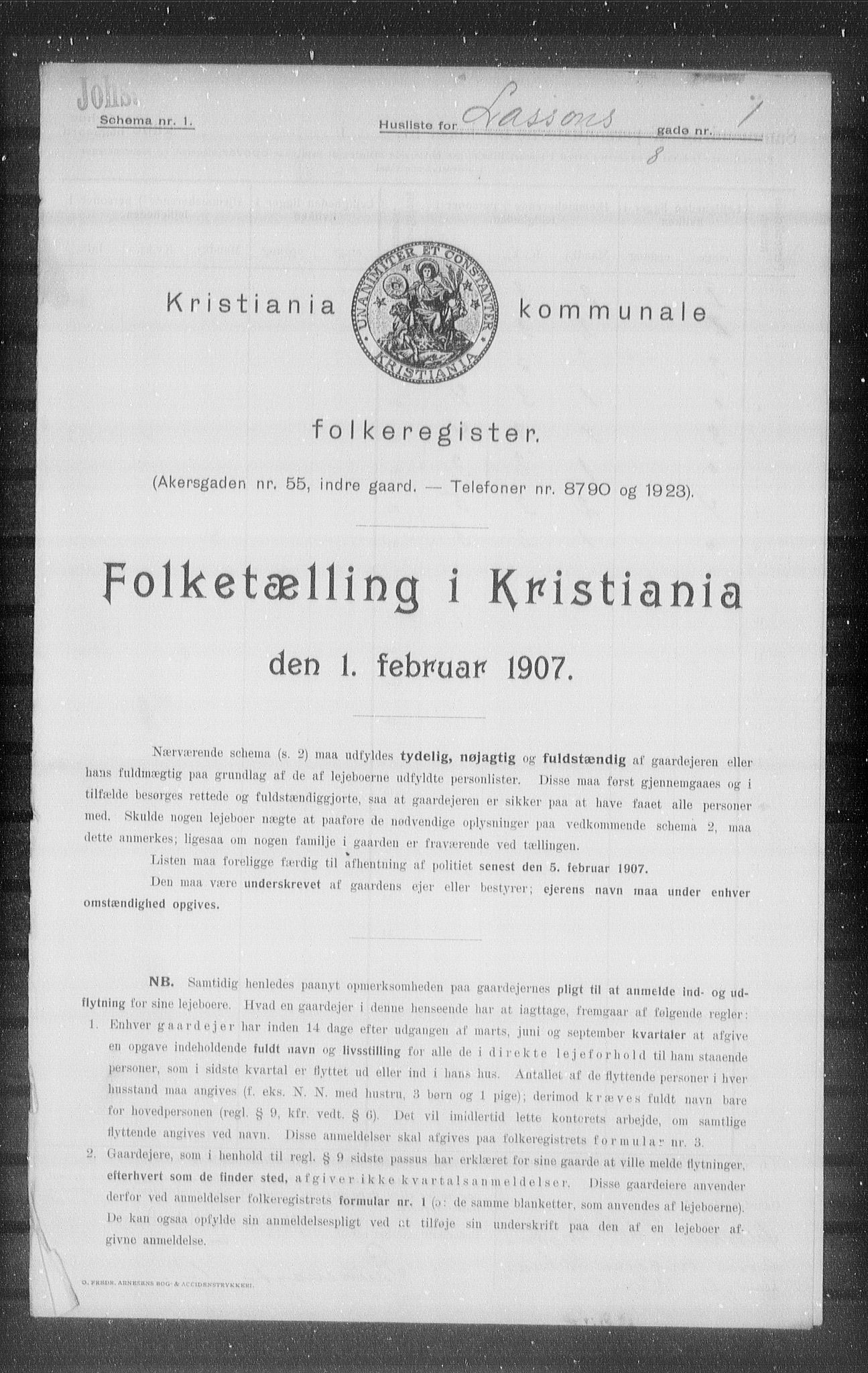 OBA, Kommunal folketelling 1.2.1907 for Kristiania kjøpstad, 1907, s. 29208