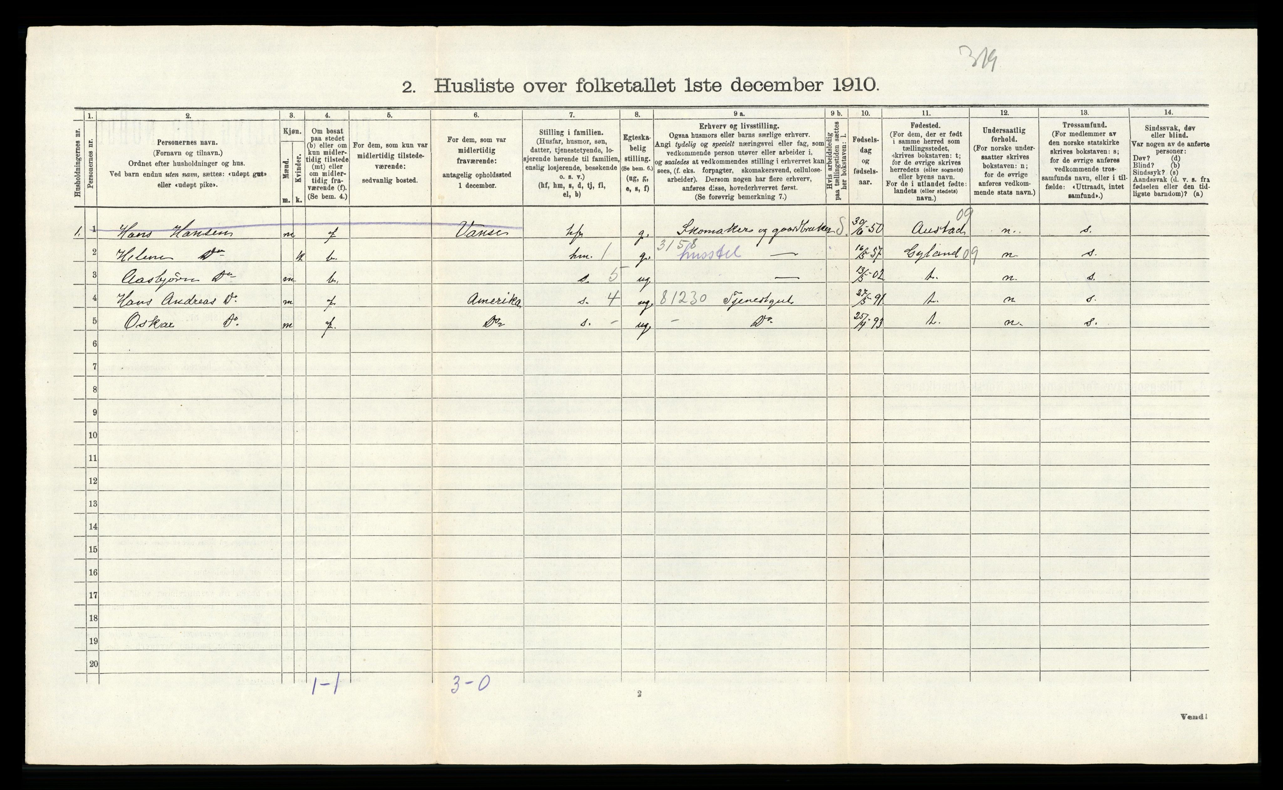 RA, Folketelling 1910 for 1040 Spind herred, 1910, s. 167