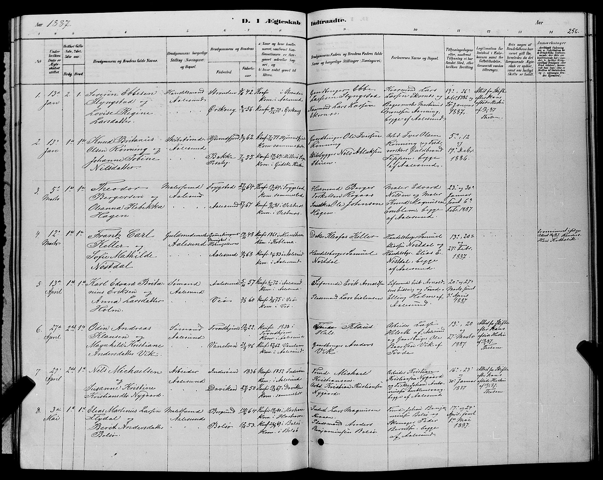 Ministerialprotokoller, klokkerbøker og fødselsregistre - Møre og Romsdal, SAT/A-1454/529/L0466: Klokkerbok nr. 529C03, 1878-1888, s. 256