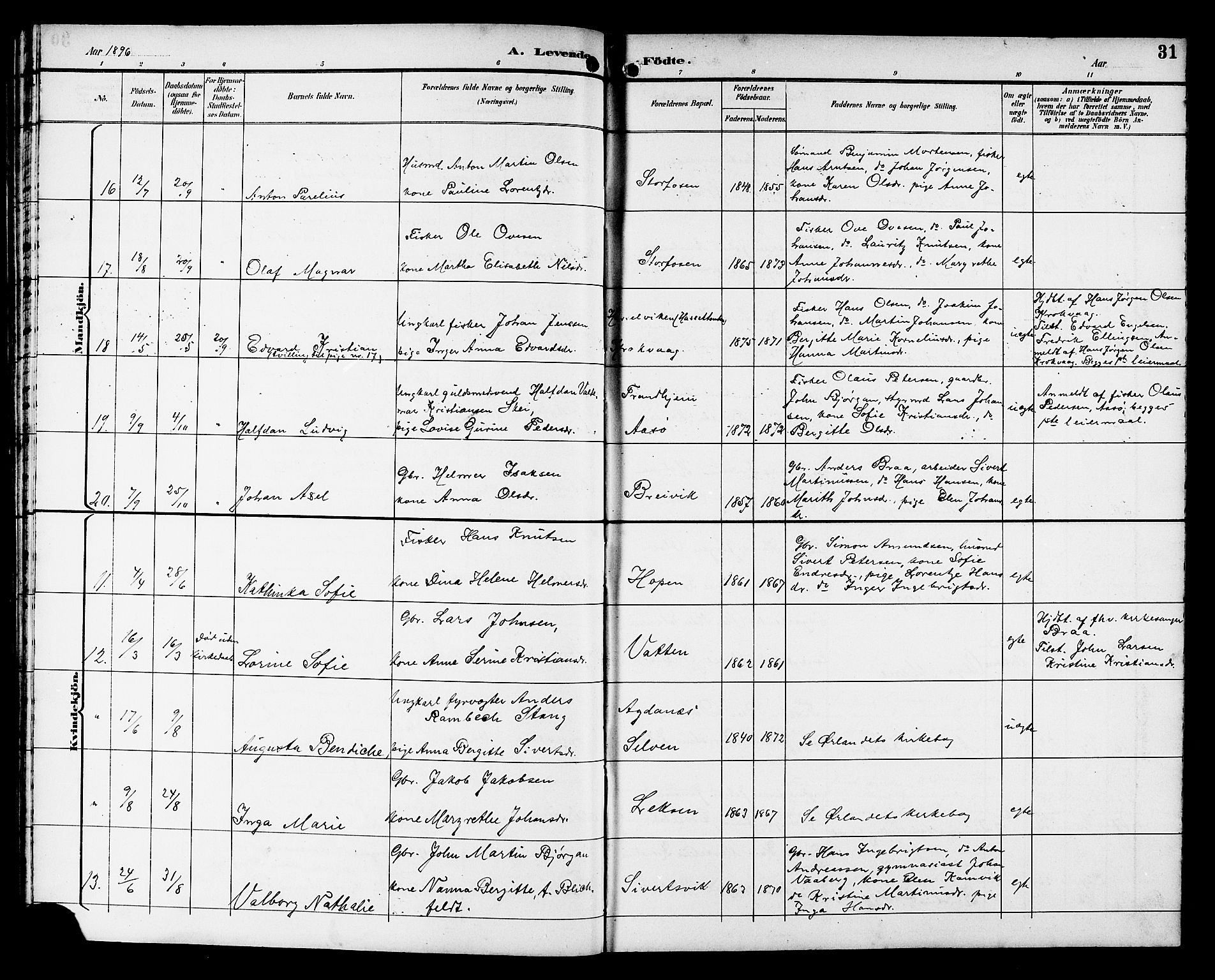 Ministerialprotokoller, klokkerbøker og fødselsregistre - Sør-Trøndelag, SAT/A-1456/662/L0757: Klokkerbok nr. 662C02, 1892-1918, s. 31