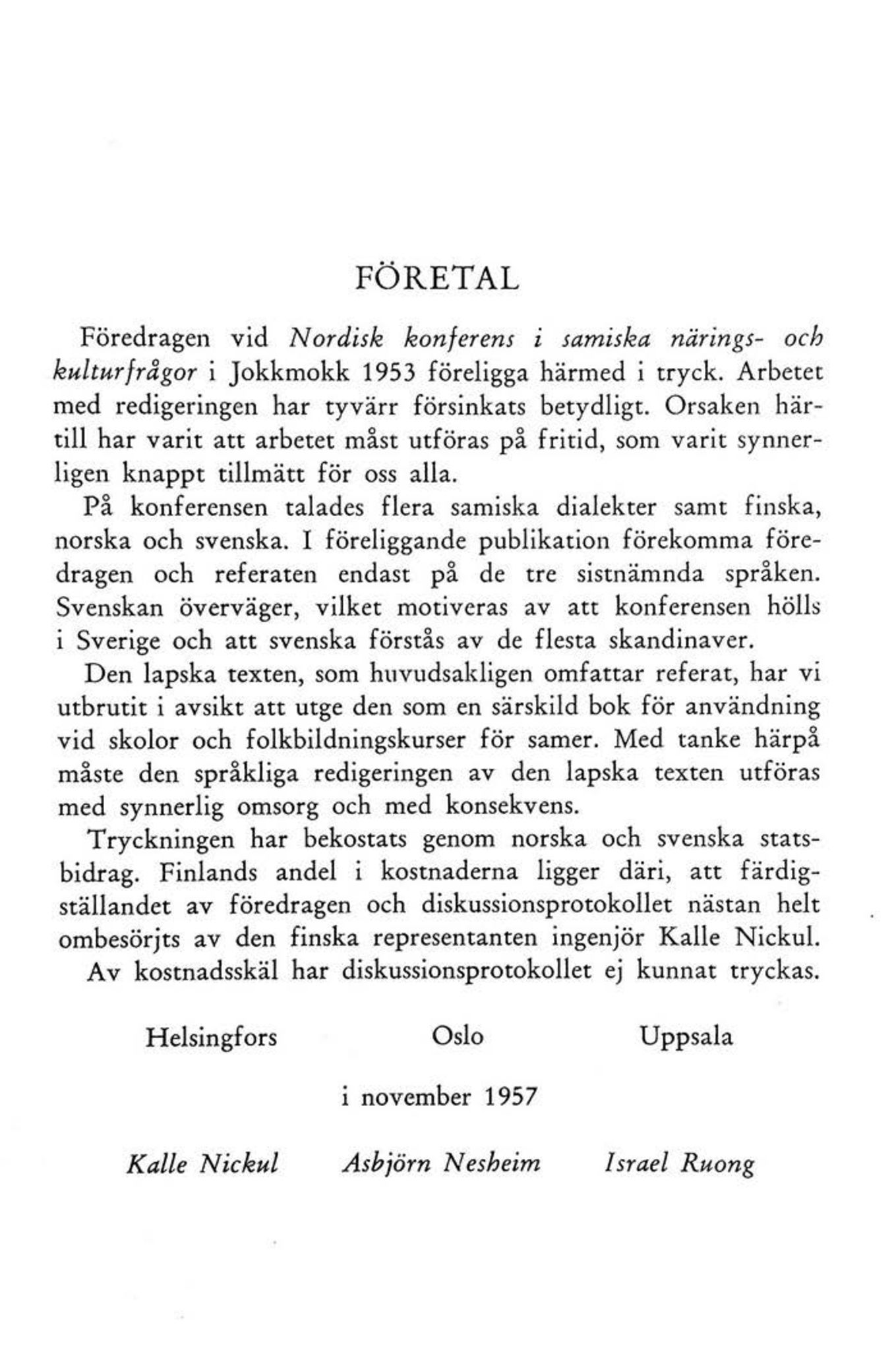 Sámiráđđi / Saami Council, AV/SAMI-PA-1126/X/L0001: Saami Conference I, 1953